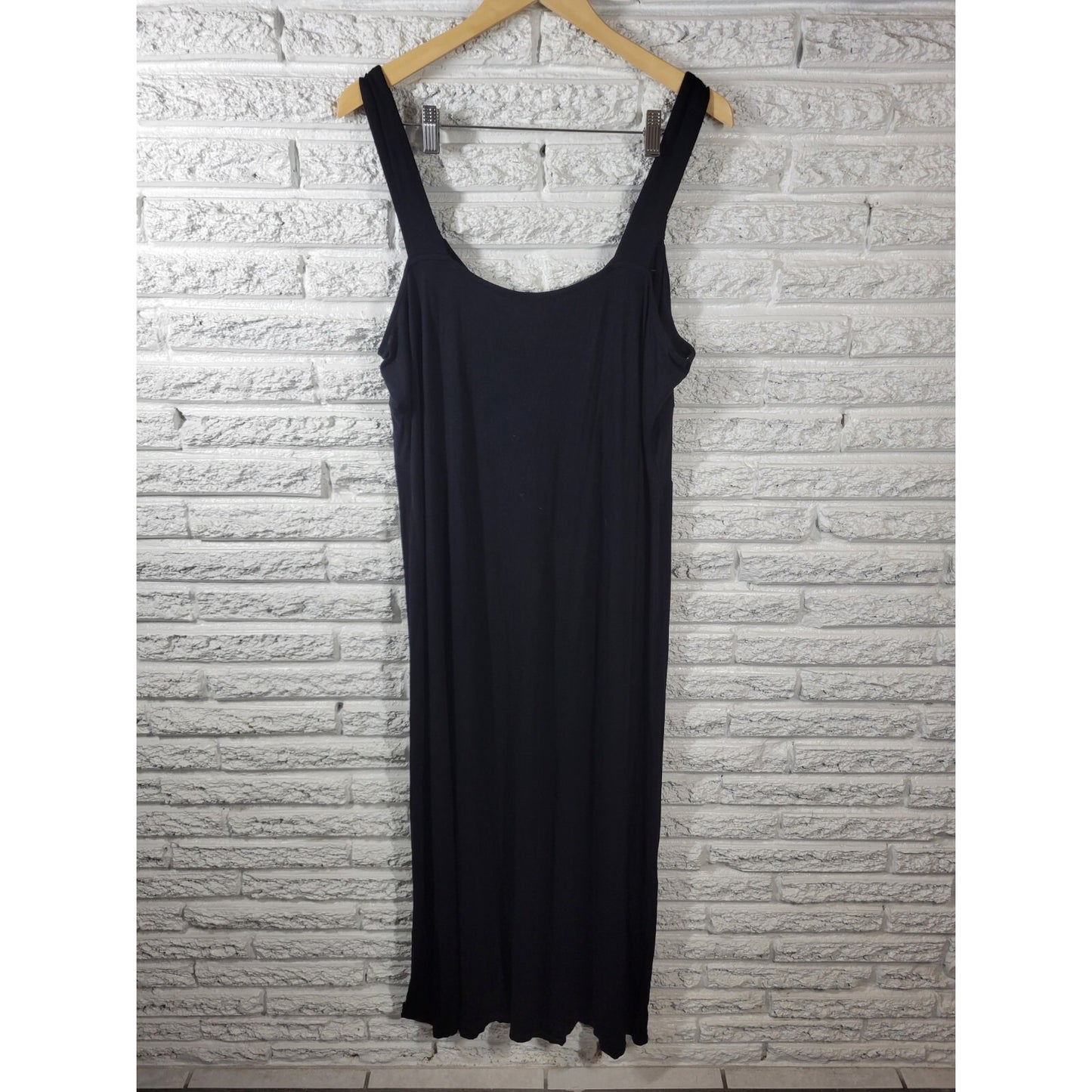 Spense Womens Dress 1X Plus Midi Sleeveless Wide Strap Black Pullover Casual