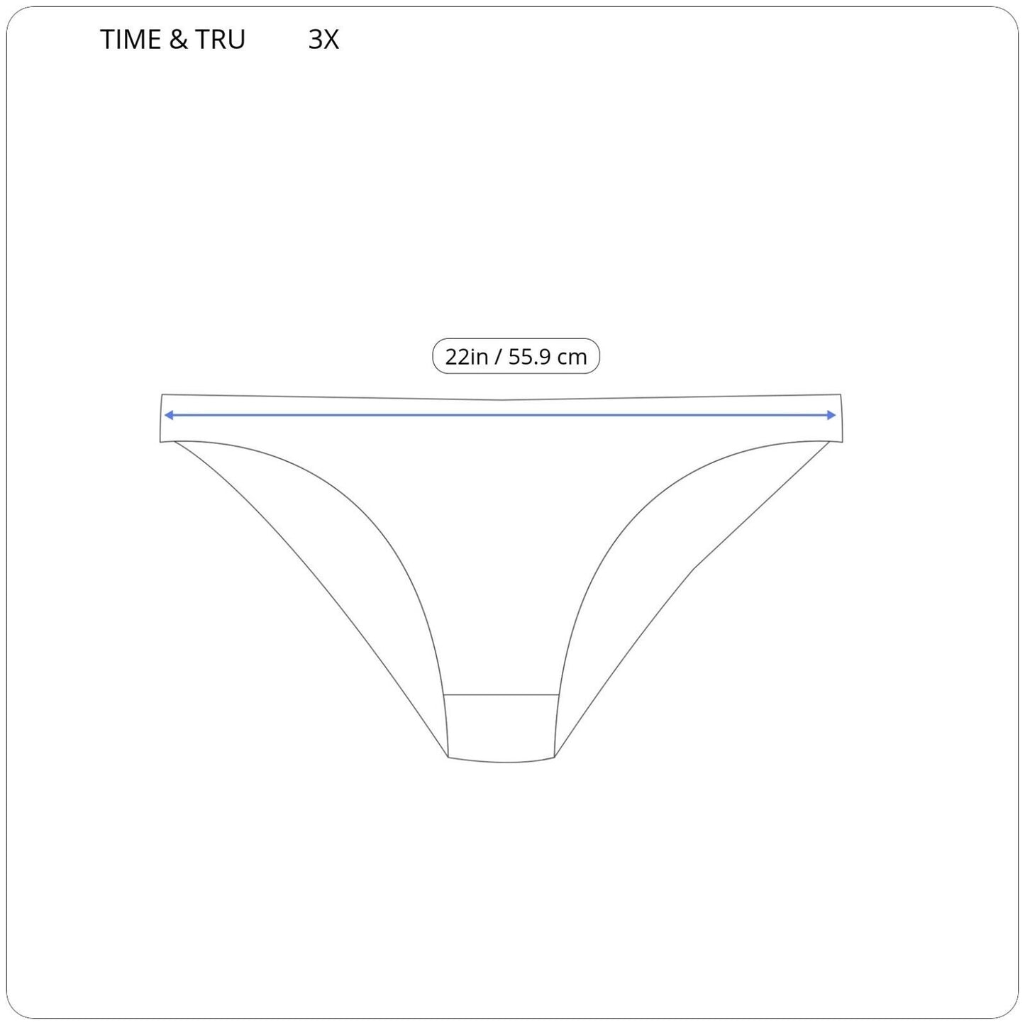 Time Tru Womens Bikini Bottom 3X 24W 26W Swimwear Blue Eyelet Poly Blend Lined