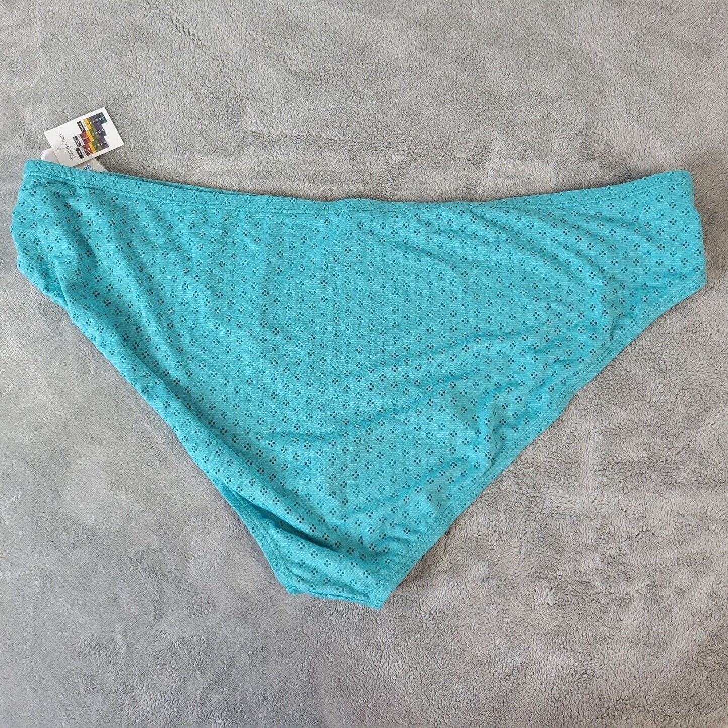 Time Tru Womens Bikini Bottom 3X 24W 26W Swimwear Blue Eyelet Poly Blend Lined