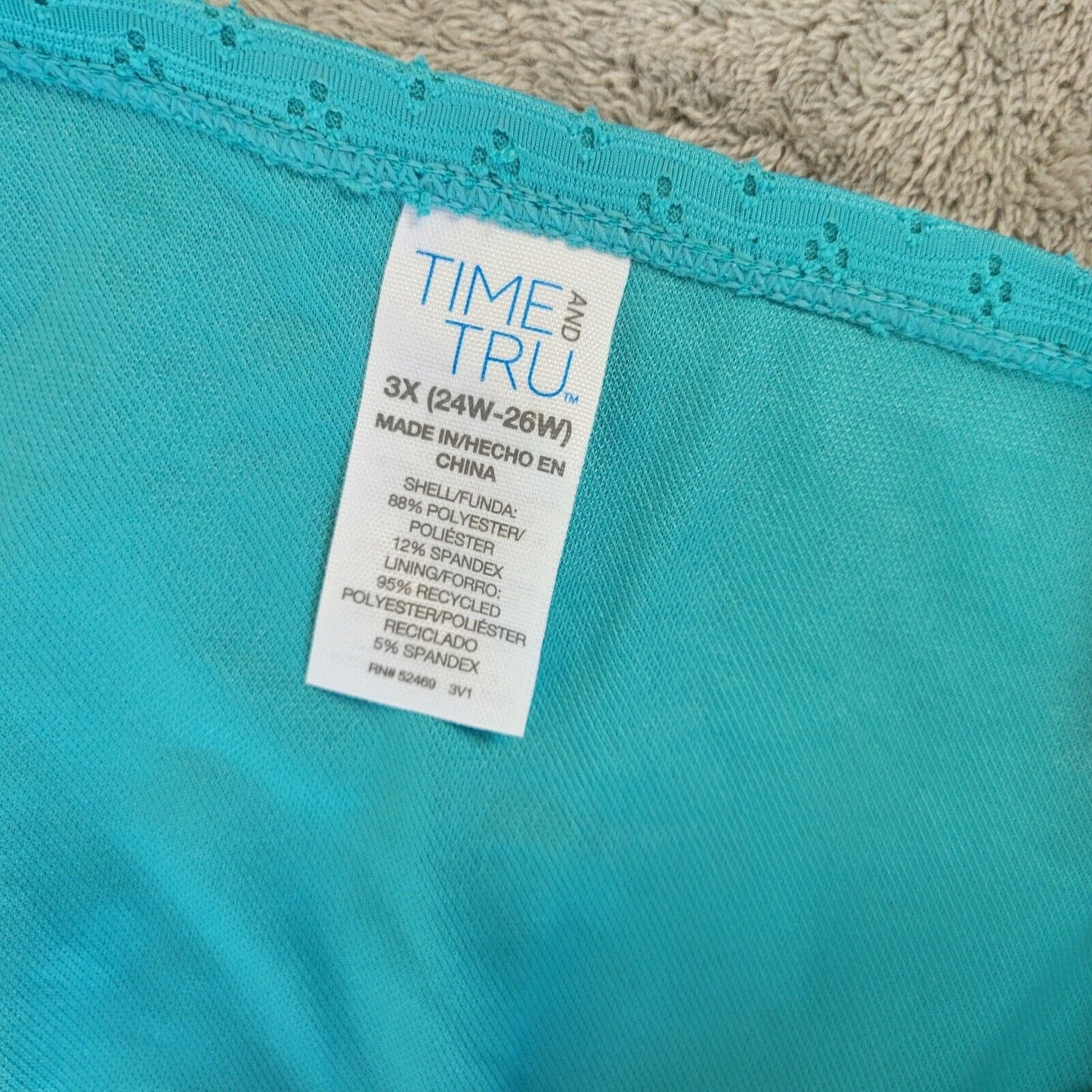Time Tru Womens Bikini Bottom 3X 24W 26W Swimwear Blue Eyelet Poly Blend Lined