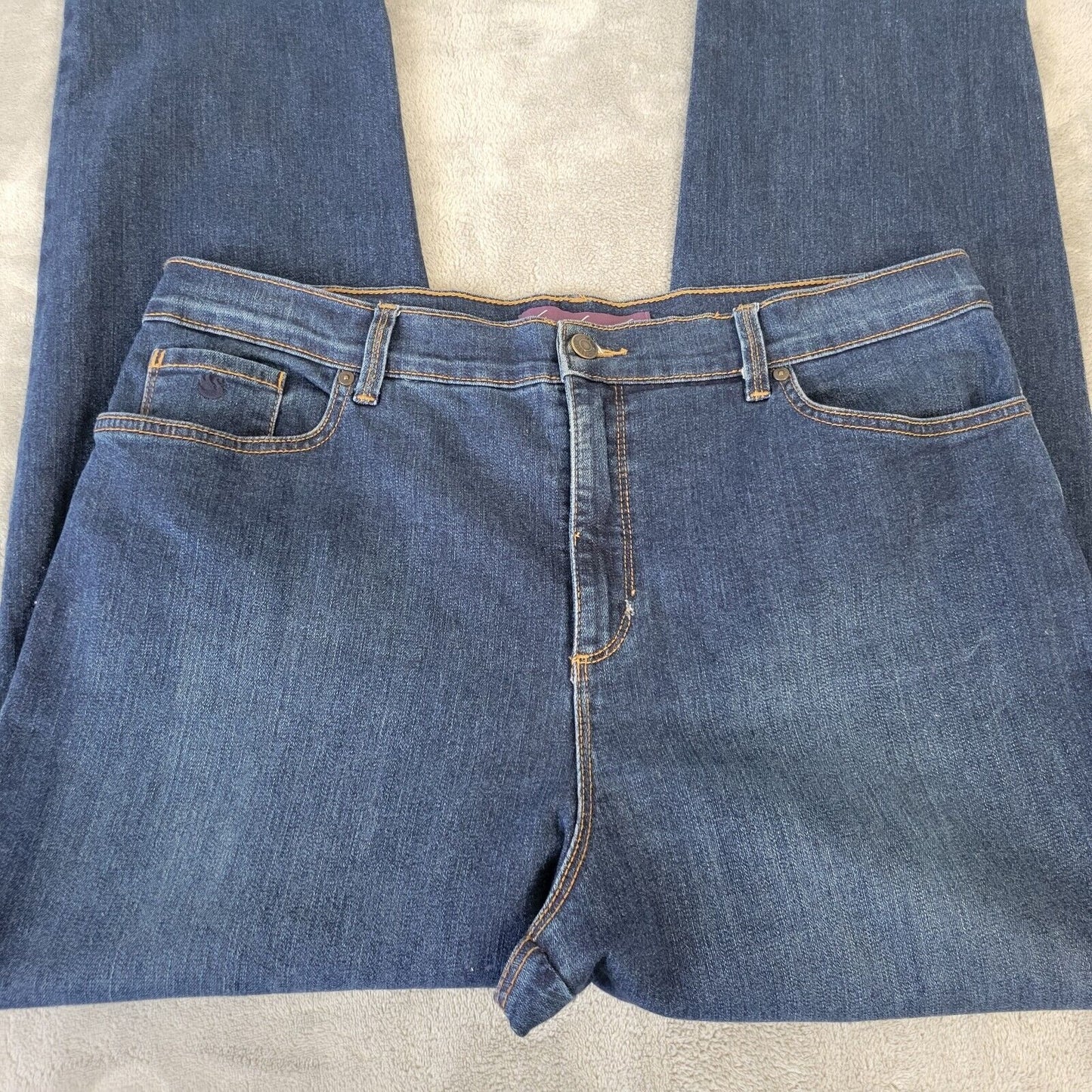 Gloria Vanderbilt Amanda Womens Jeans 18 Plus Straight Leg Comfy Dark Blue Denim