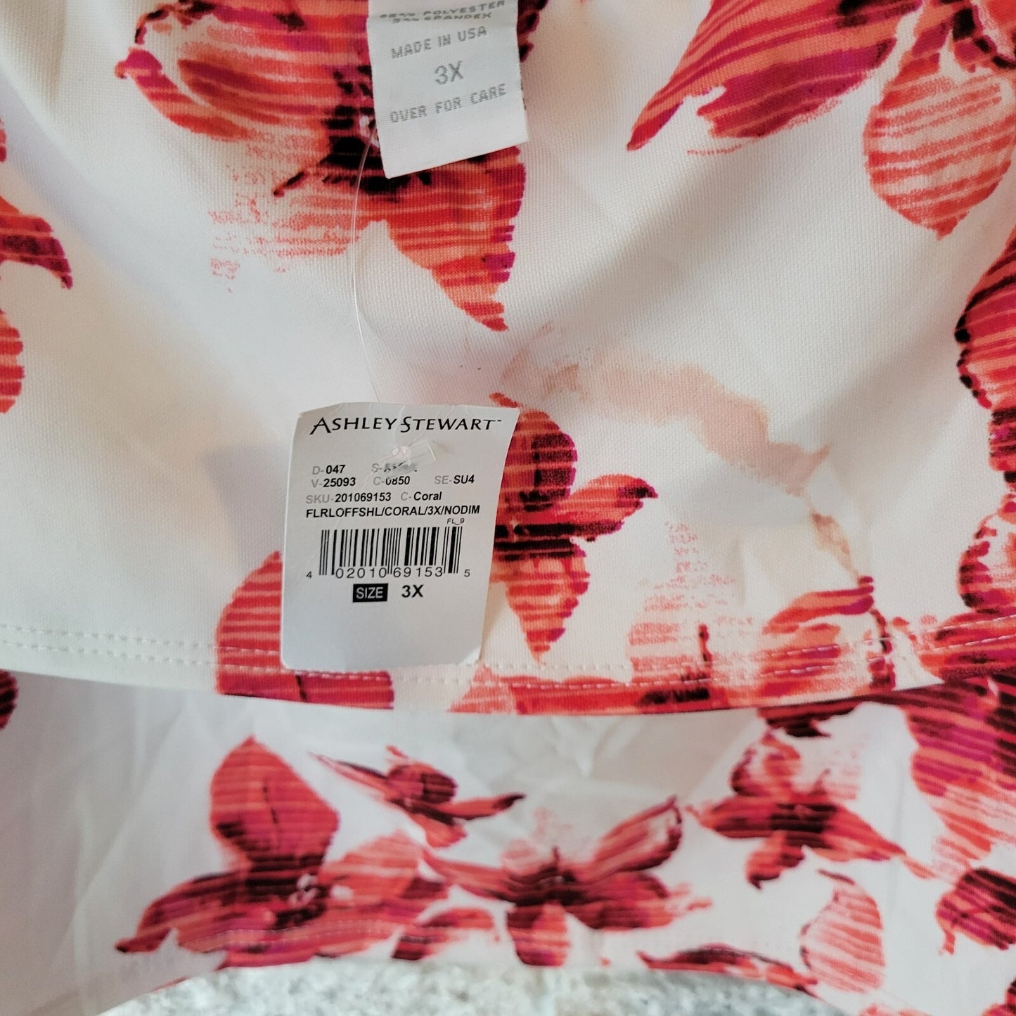 Ashley Stewart Women Top 3X Plus Curvy Girl Crop Pink Red Floral On Off Shoulder