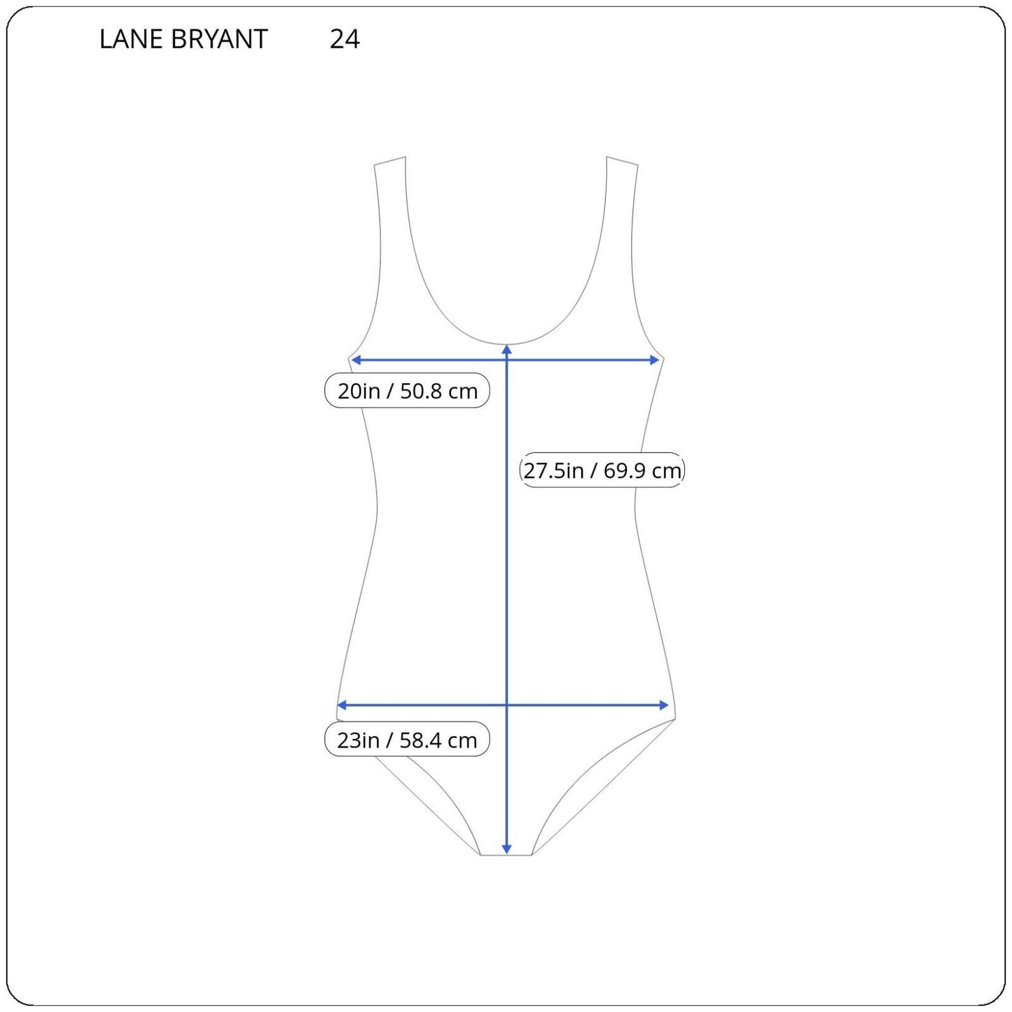 Lane Bryant Women Swimsuit 24 Skirted Blue Lined Adjustable Spaghetti Strap Bra