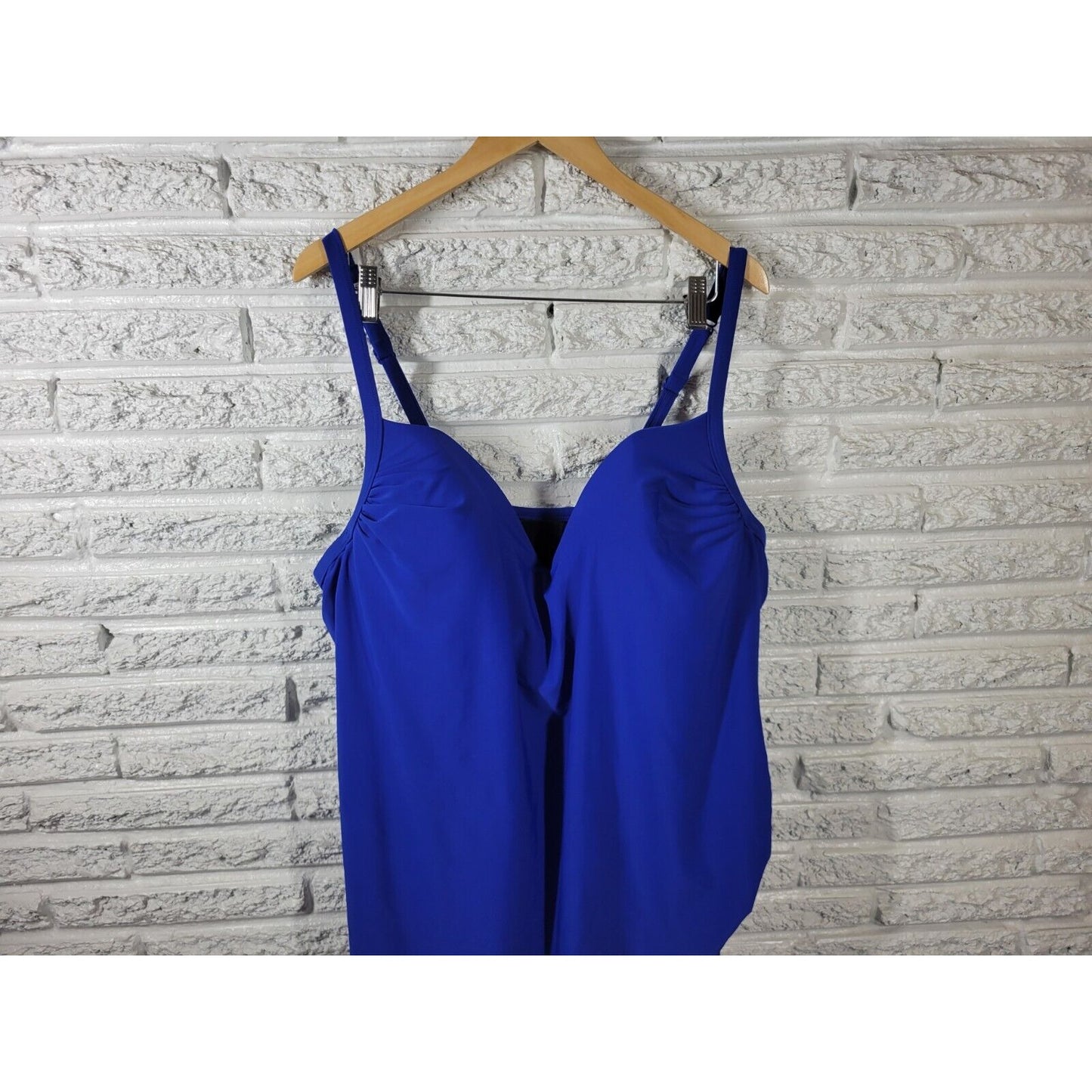 Lane Bryant Women Swimsuit 24 Skirted Blue Lined Adjustable Spaghetti Strap Bra