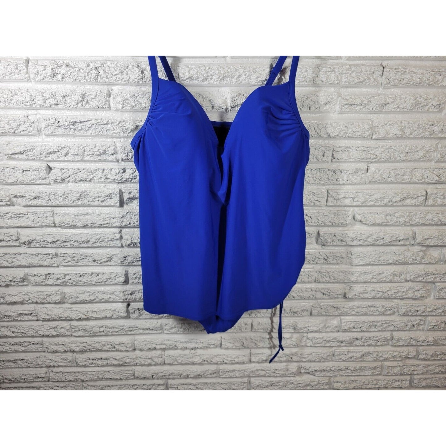 Lane Bryant Women Swimsuit 24 Skirted Blue Lined Adjustable Spaghetti Strap Bra