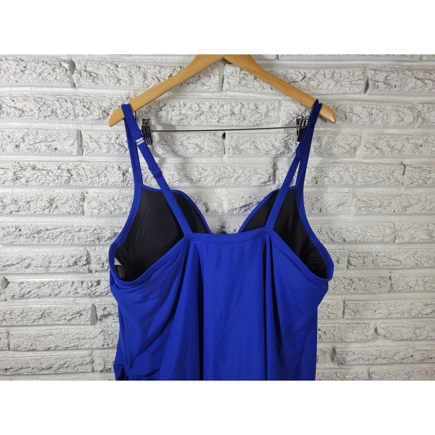 Lane Bryant Women Swimsuit 24 Skirted Blue Lined Adjustable Spaghetti Strap Bra