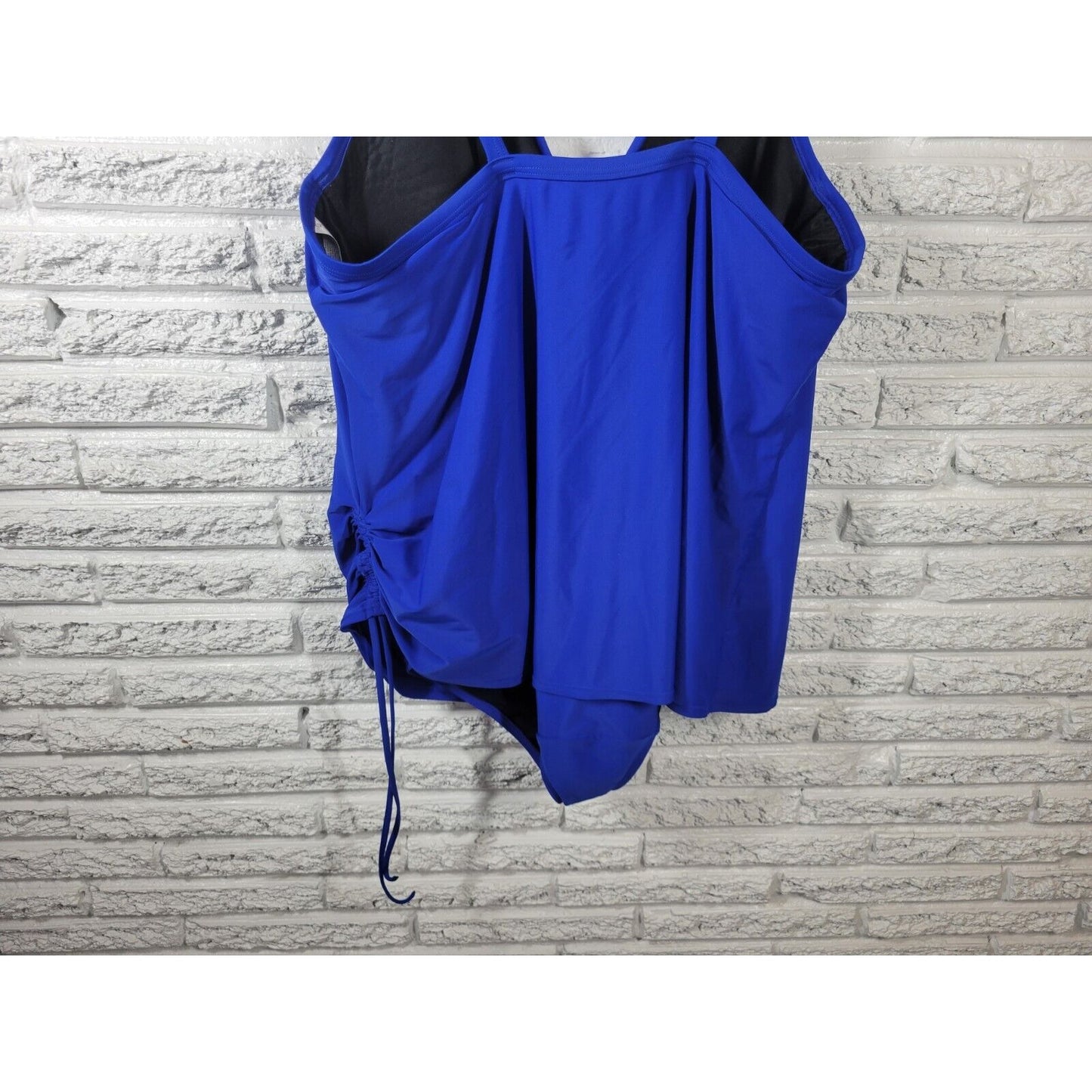 Lane Bryant Women Swimsuit 24 Skirted Blue Lined Adjustable Spaghetti Strap Bra