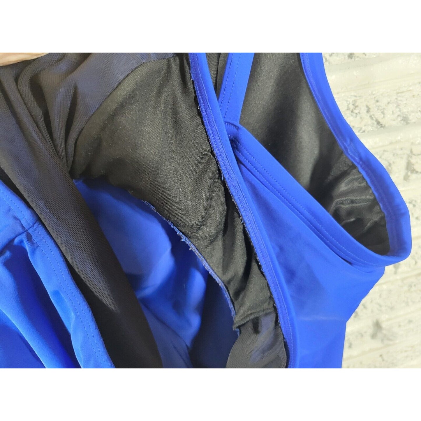 Lane Bryant Women Swimsuit 24 Skirted Blue Lined Adjustable Spaghetti Strap Bra