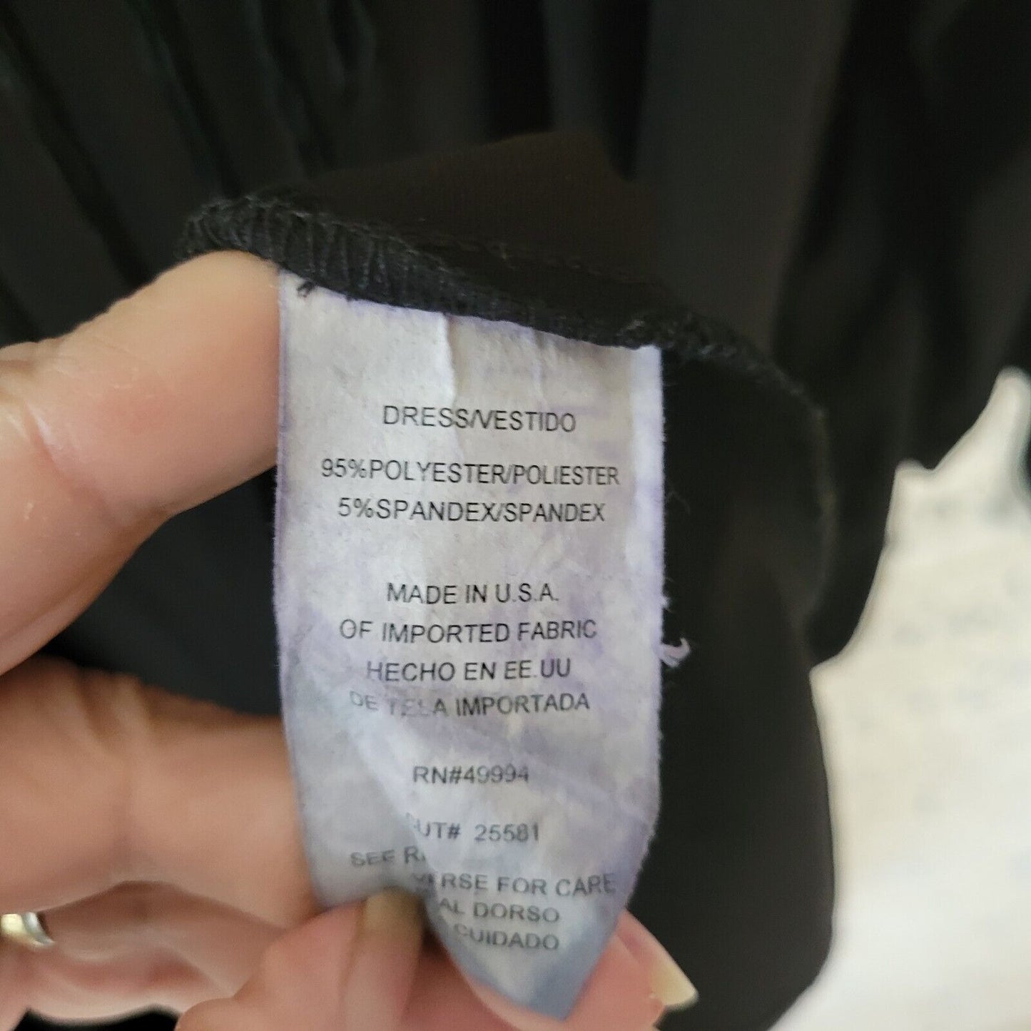 R&M Richards Womens Dress 18W Plus 3/4 Sleeve Black Fringe Poly Blend Cowl Neck