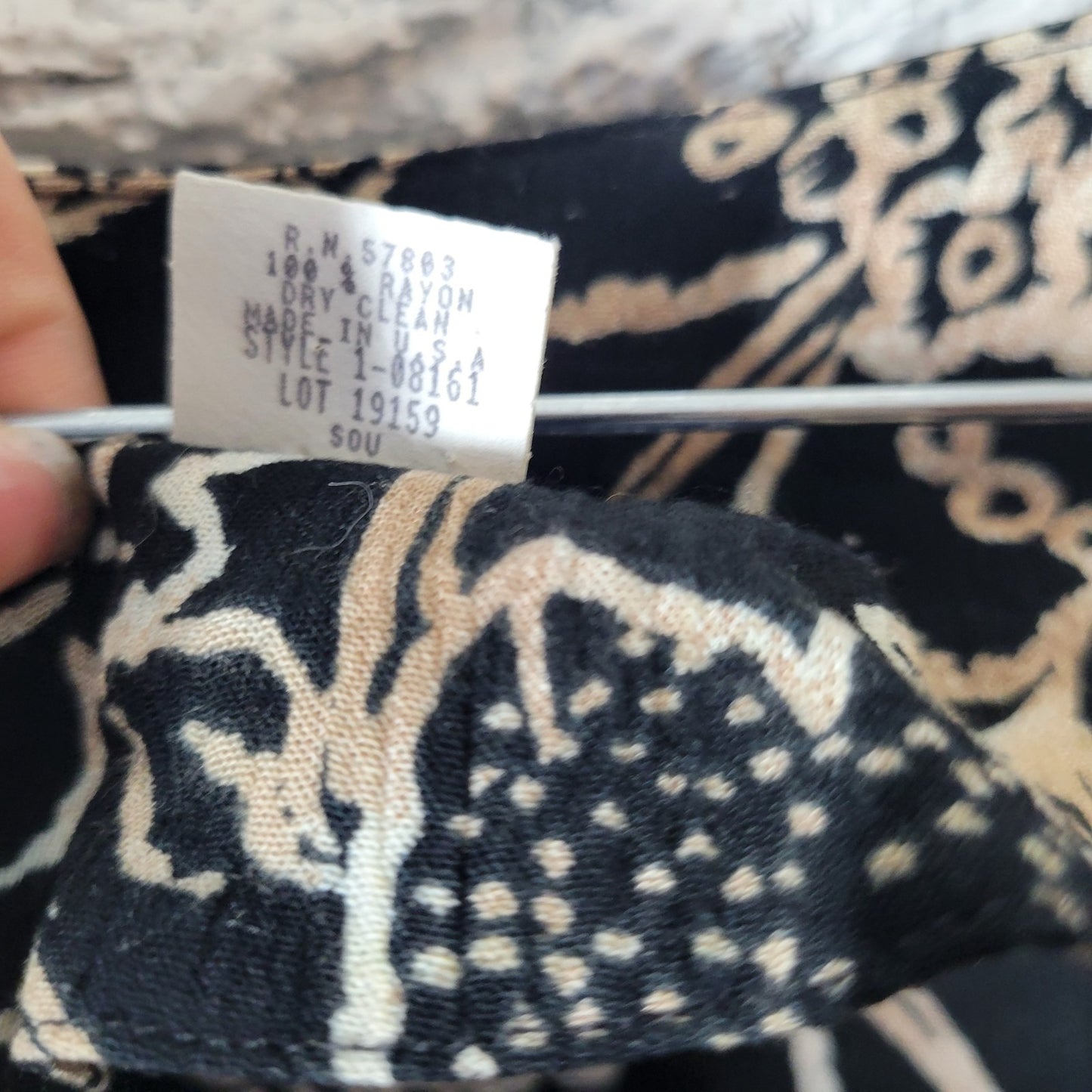 Maggie McNaughton Womens Dress 24W Plus Black Tan Floral Button Rayon Office