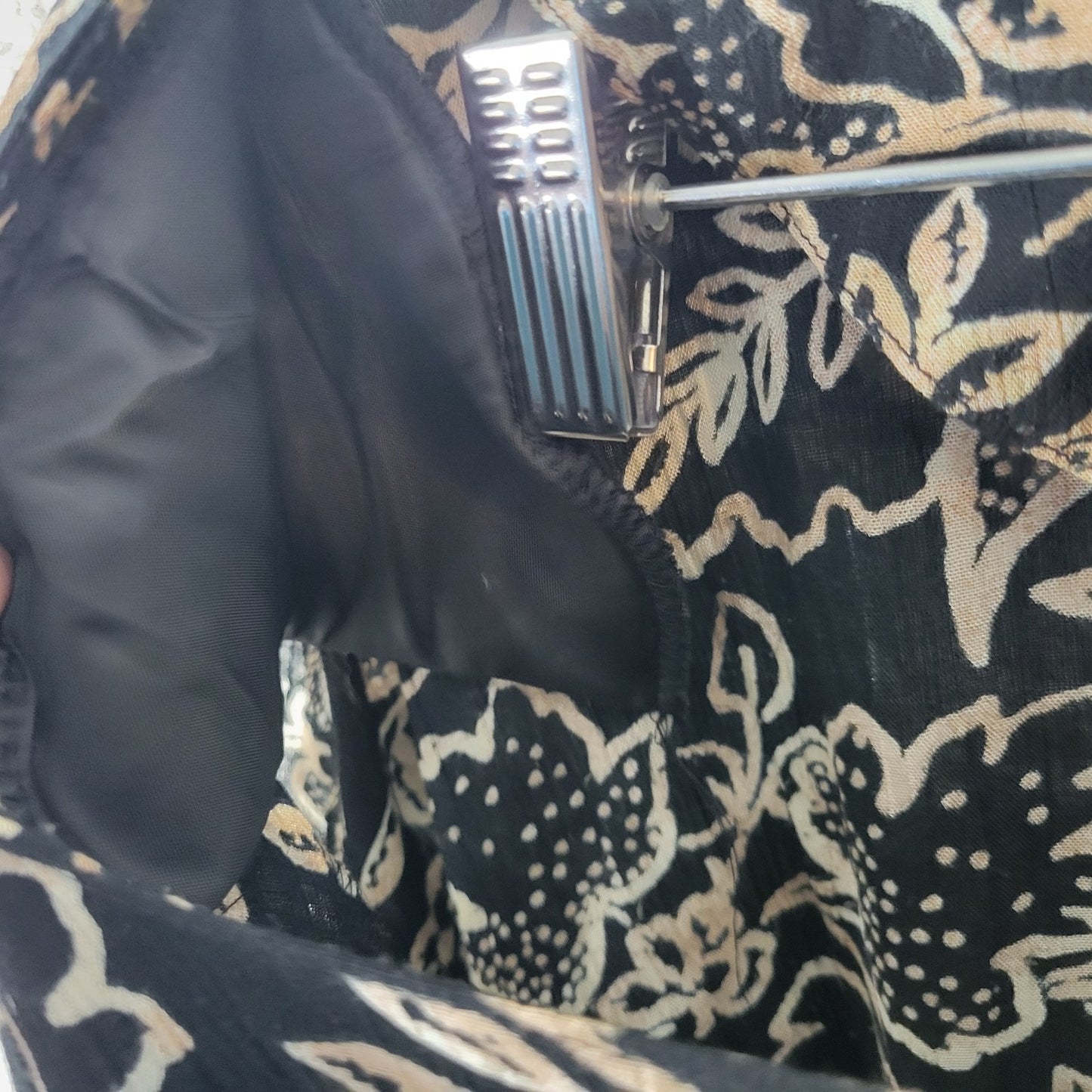 Maggie McNaughton Womens Dress 24W Plus Black Tan Floral Button Rayon Office