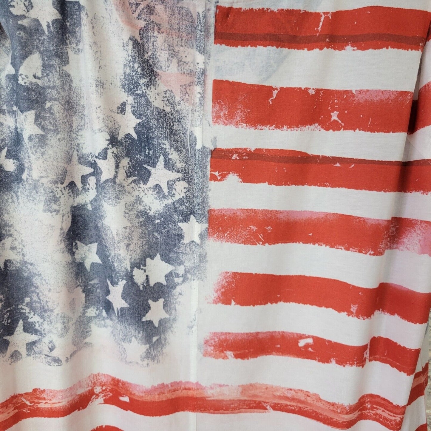 Fourth of July Live Let Live Womens Top XL Tee Patriotic Studded Cold Shoulder