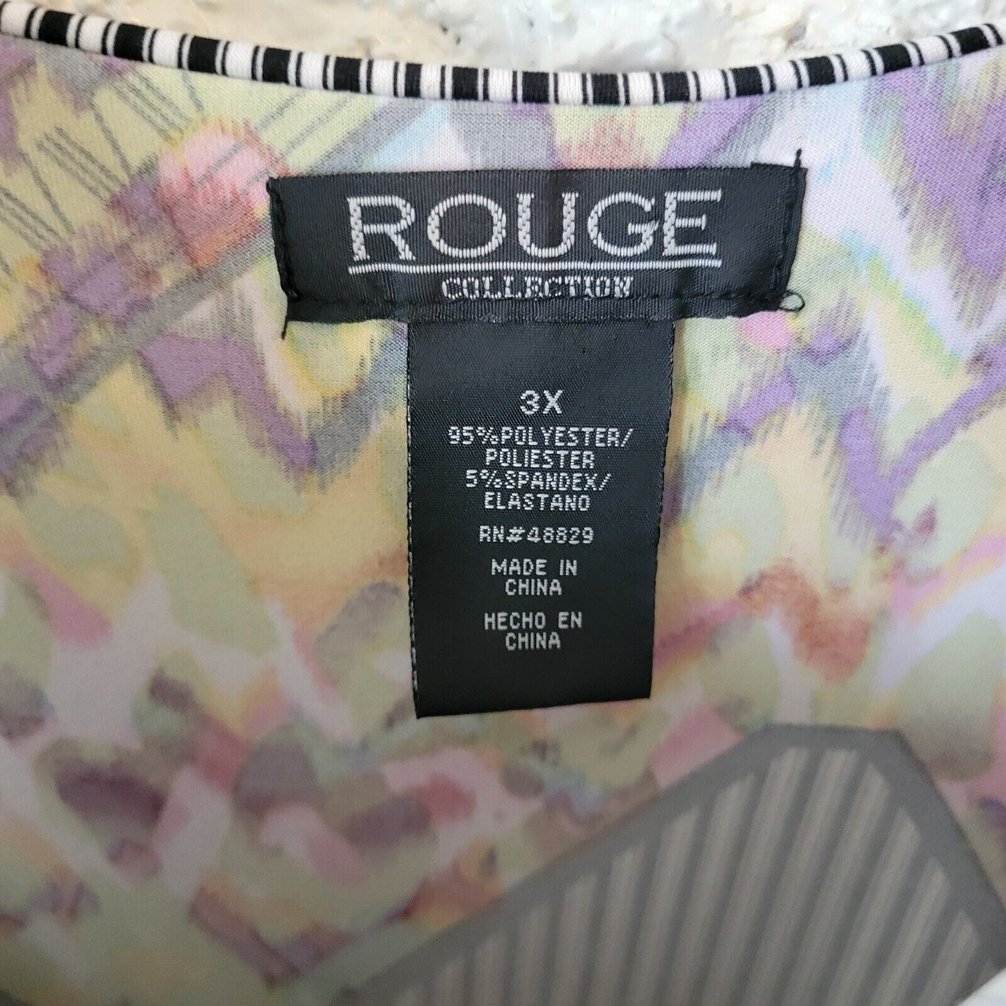 Rouge Women Dress 3X Plus Slip Maxi Spaghetti Ruffle Poly Blend Geometric Casual