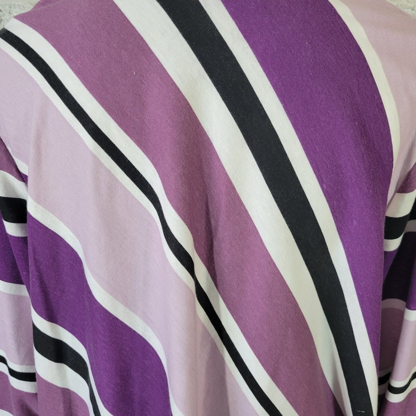 Roamans Womens Top 1X 22 24 Plus Tunic Purple Black Stripe Comfy Cotton Blend