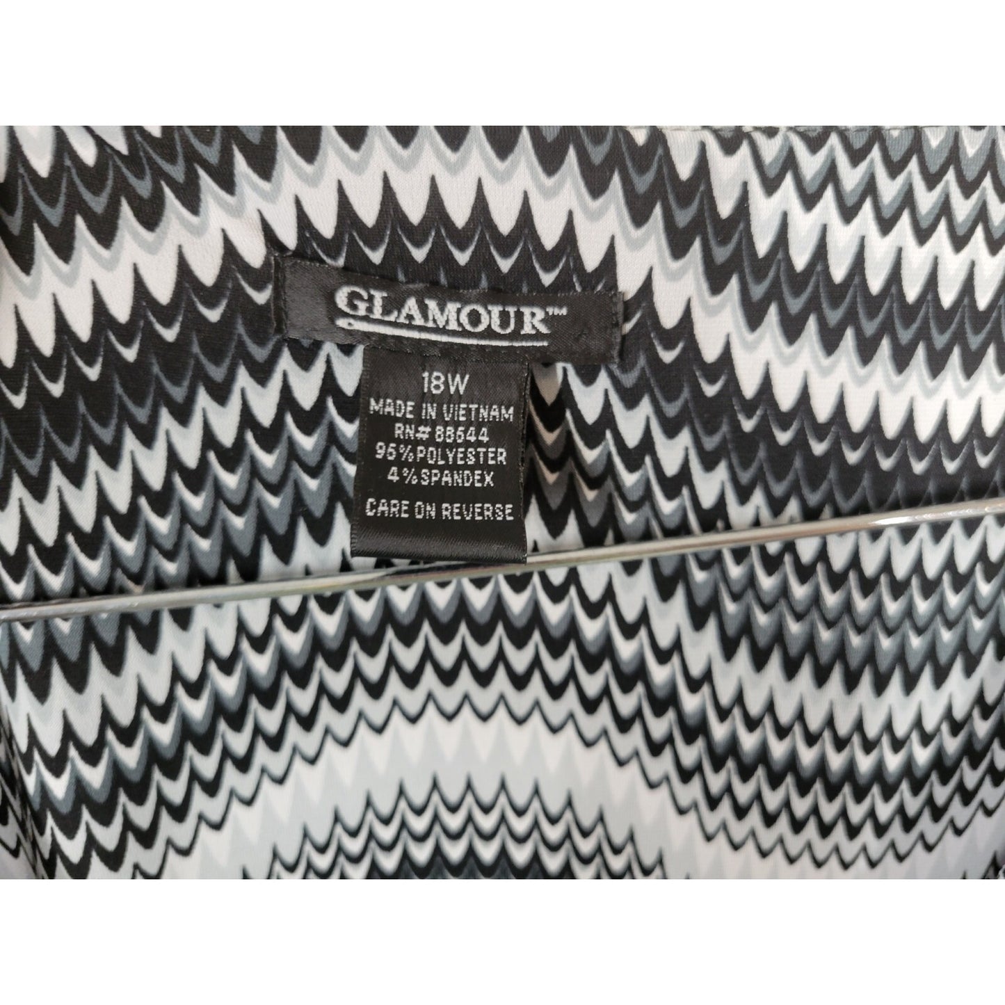 Glamour Women's Dress 18W Plus Size Black Geometric Sheath Sleeveless Ruffle