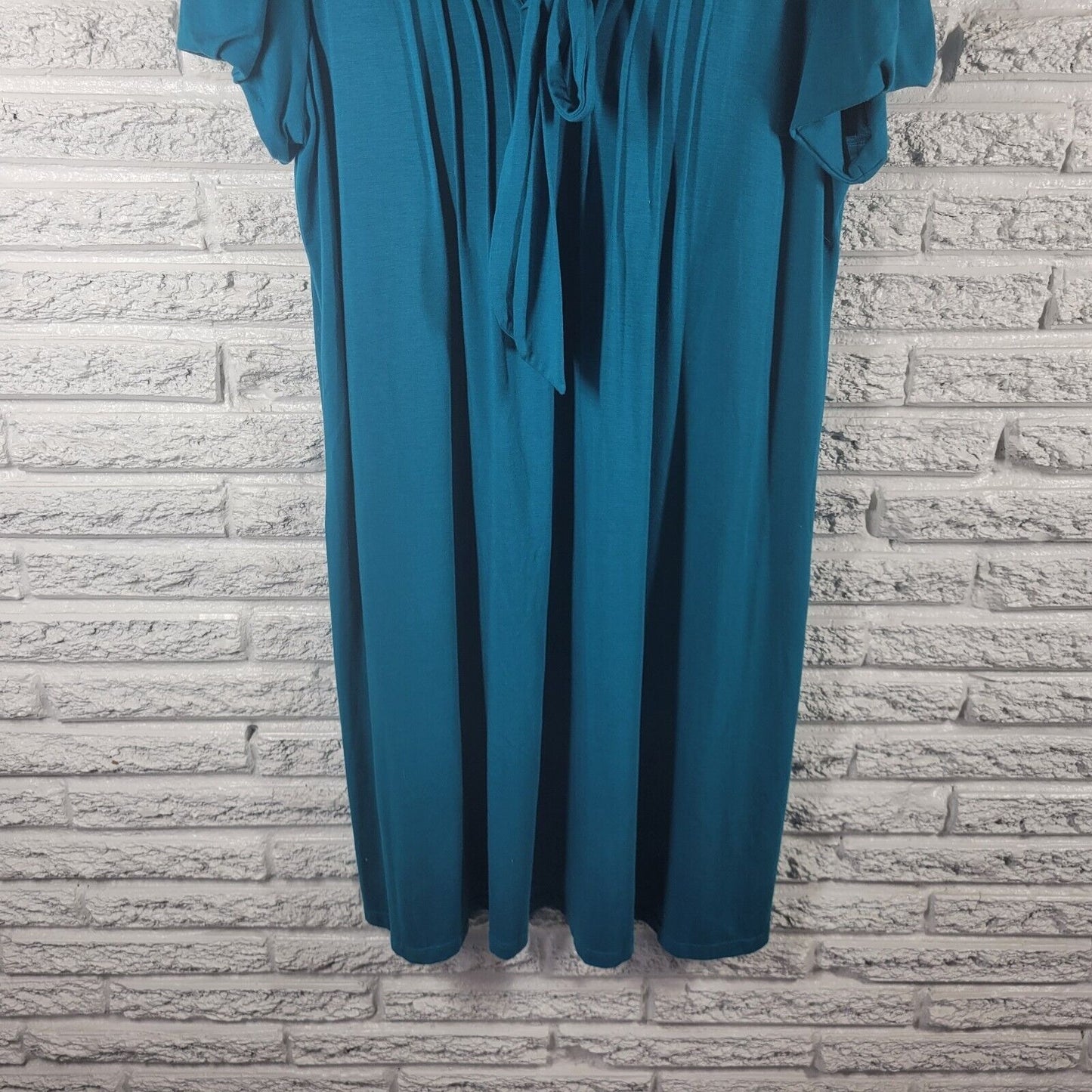 Motherhood Maternity Women Dress XL Short Sleeve Blue Pintuck Keyhole Poly Blend