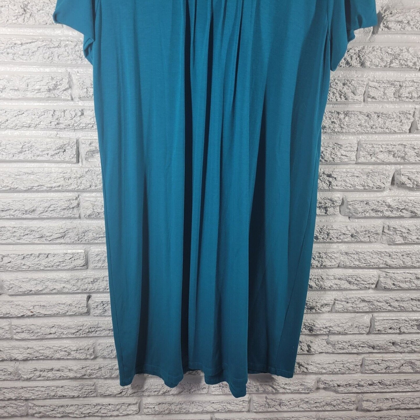 Motherhood Maternity Women Dress XL Short Sleeve Blue Pintuck Keyhole Poly Blend