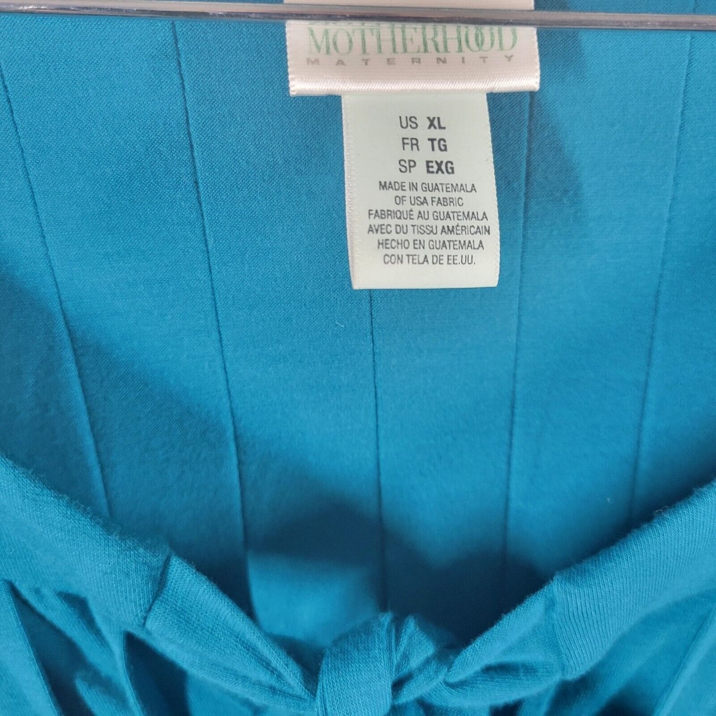 Motherhood Maternity Women Dress XL Short Sleeve Blue Pintuck Keyhole Poly Blend