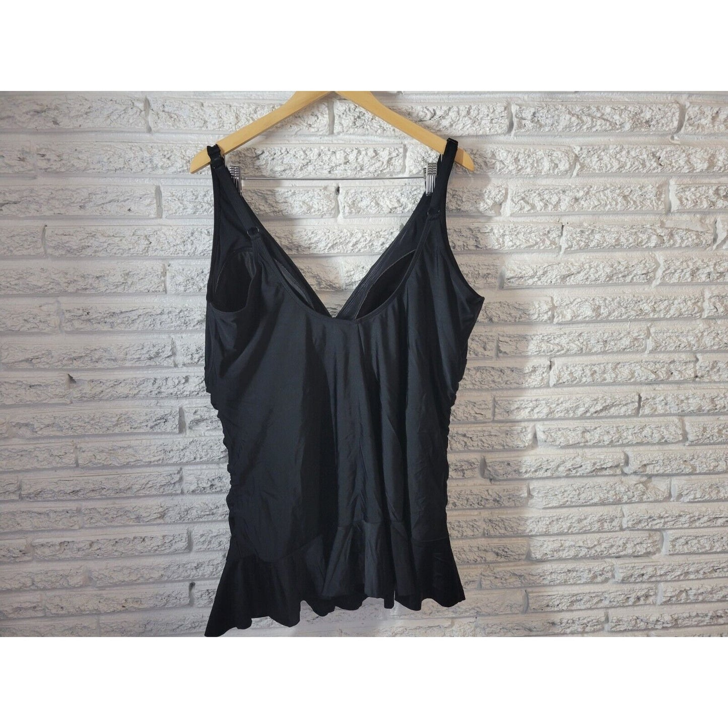 Torrid Womens Swimsuit 4 4X One Piece Black Skirted Adjustable Spaghetti Strap