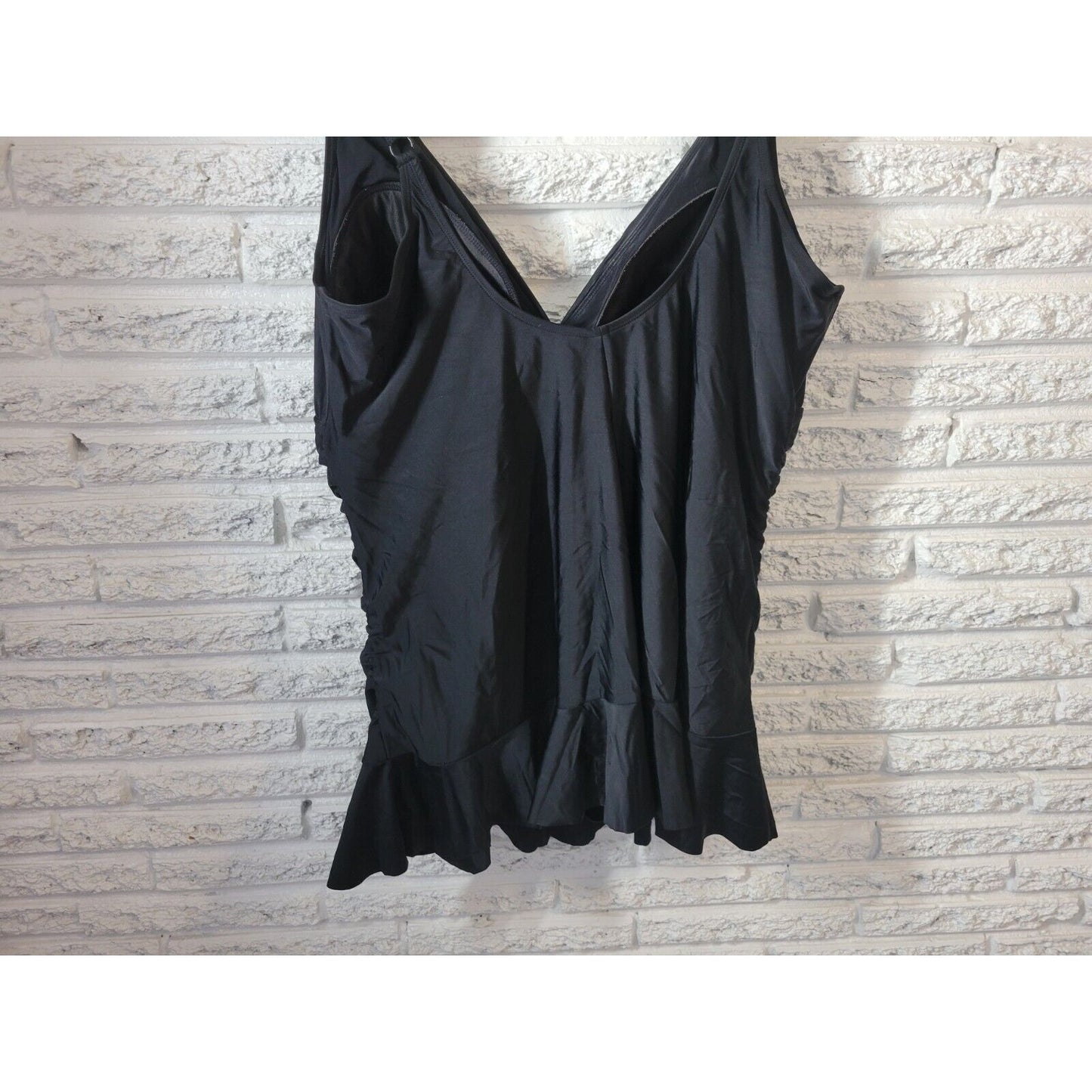 Torrid Womens Swimsuit 4 4X One Piece Black Skirted Adjustable Spaghetti Strap