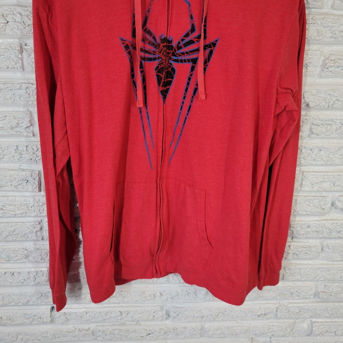 Marvel Spiderman Womens Top 2XL Plus Long Sleeve Hoodie Red Lightweight Full Zip