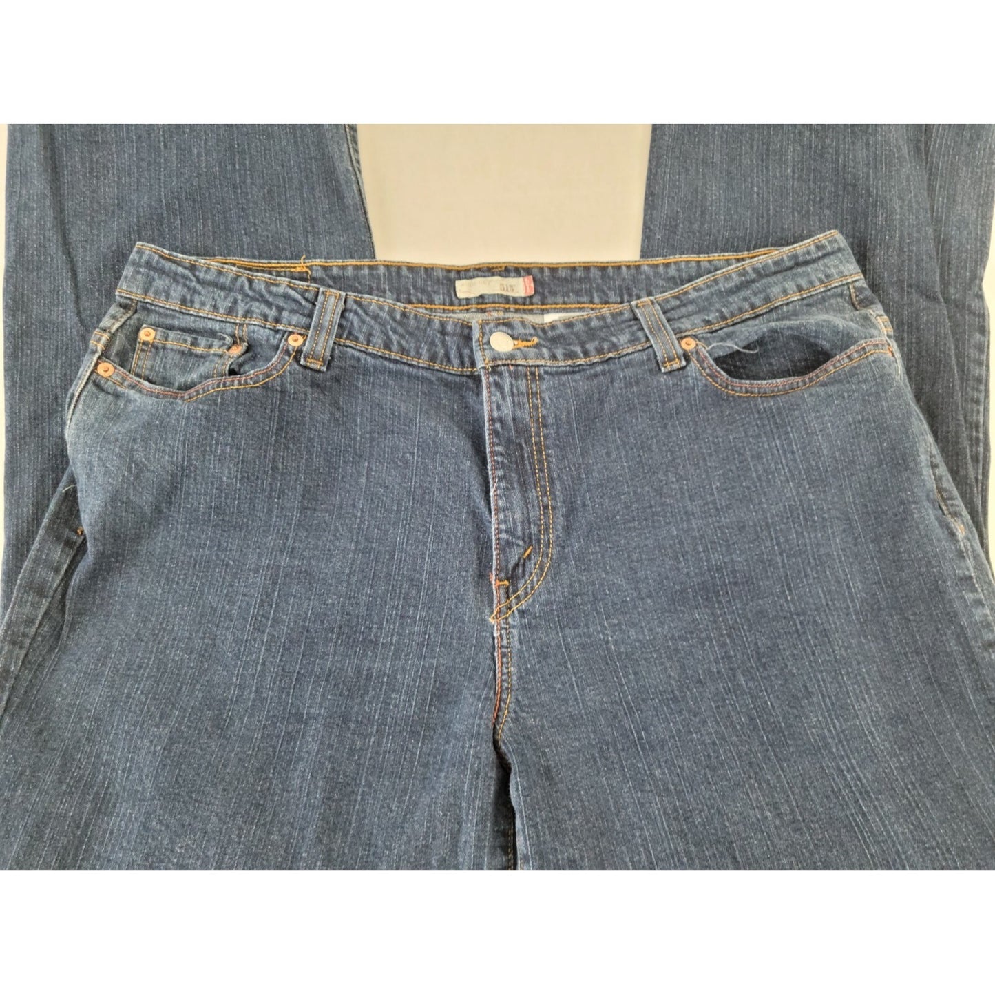 Levis 515 Womens Jeans 24M Plus Boot Cut Dark Blue Denim Wash 5 Pocket Zip