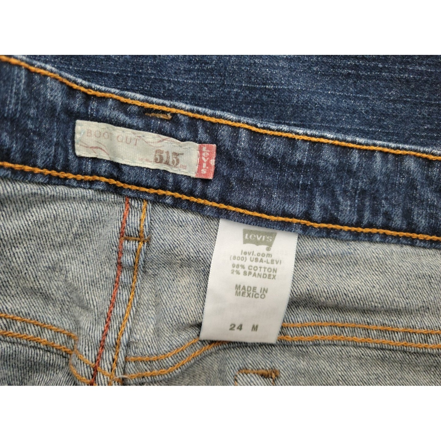 Levis 515 Womens Jeans 24M Plus Boot Cut Dark Blue Denim Wash 5 Pocket Zip