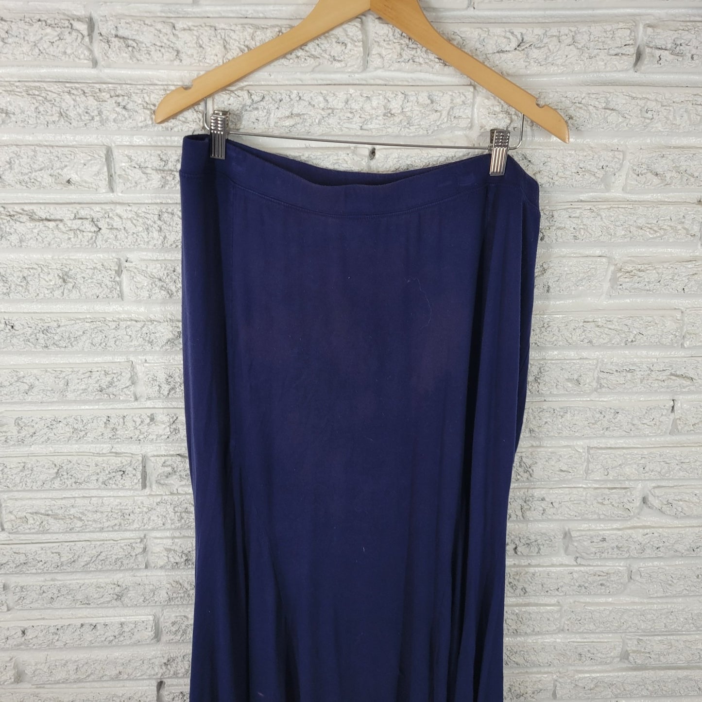 Catherines Any Wear Womens Skirt 1XWP Plus Petite Blue Pull On ALine Rayon Blend