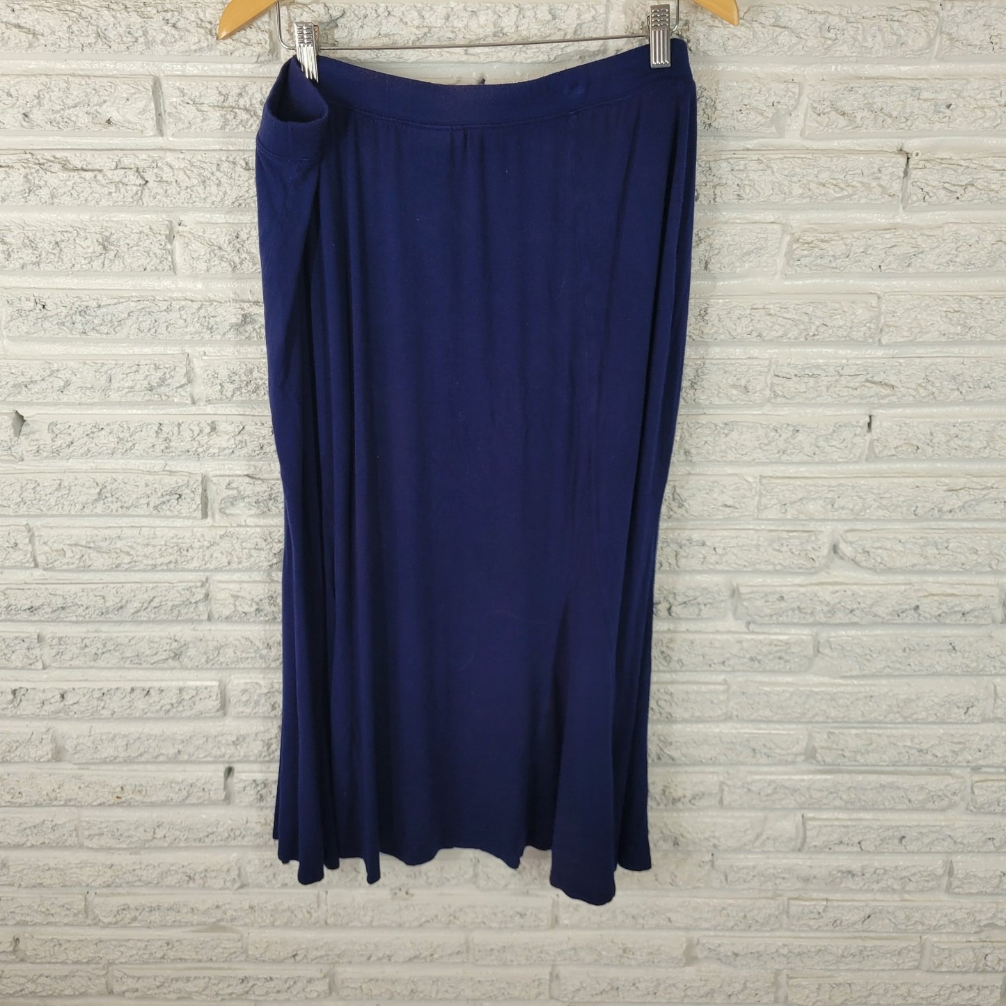 Catherines Any Wear Womens Skirt 1XWP Plus Petite Blue Pull On ALine Rayon Blend