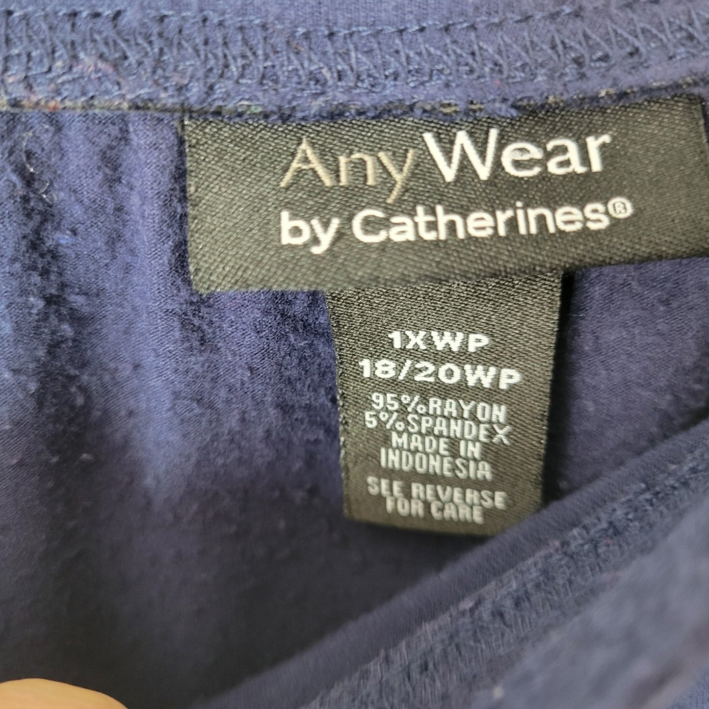 Catherines Any Wear Womens Skirt 1XWP Plus Petite Blue Pull On ALine Rayon Blend