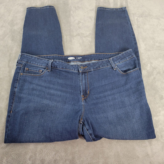 Old Navy Women Jeans 22 Plus Long Pop Icon Skinny Dark Blue Denim Mid Rise Comfy