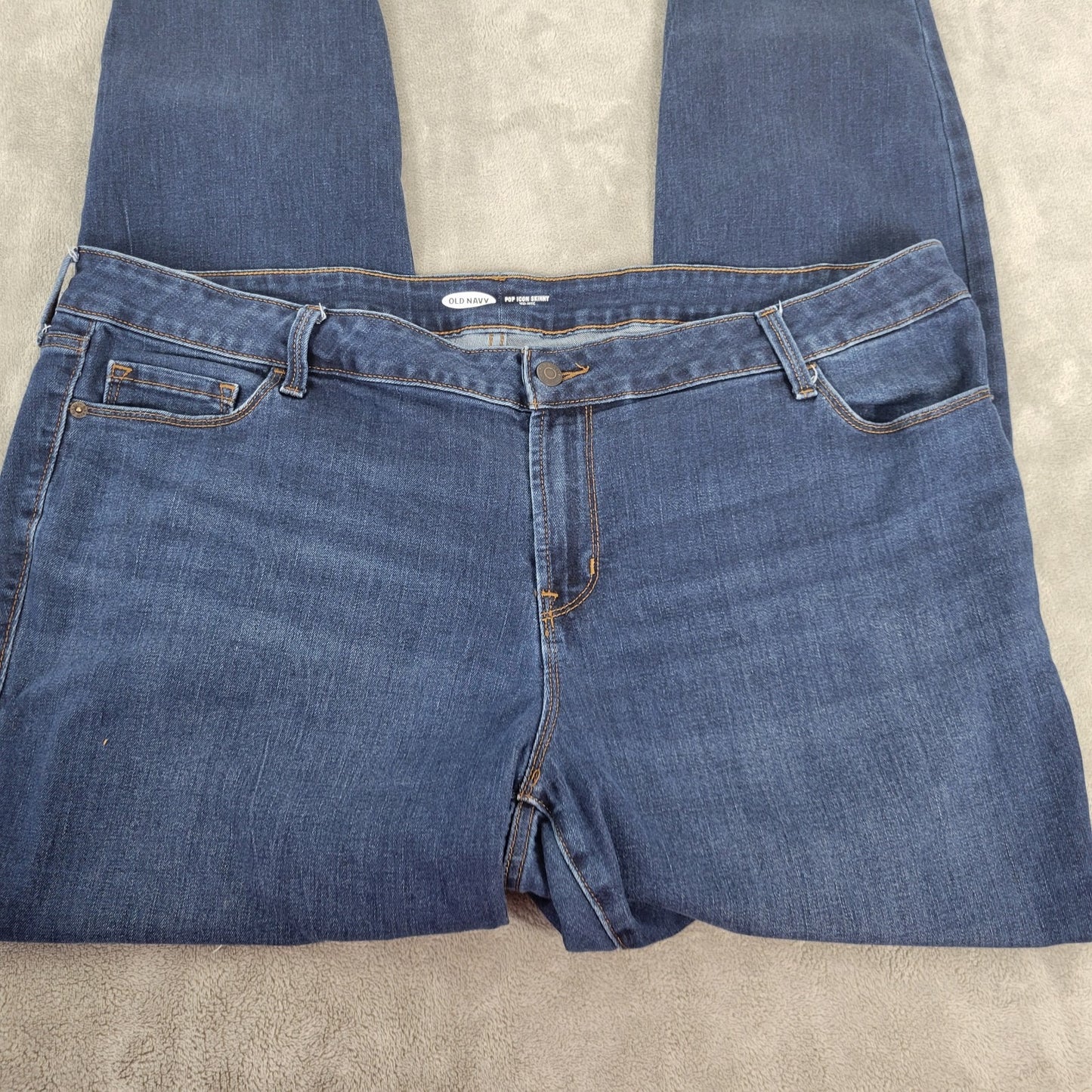 Old Navy Women Jeans 22 Plus Long Pop Icon Skinny Dark Blue Denim Mid Rise Comfy