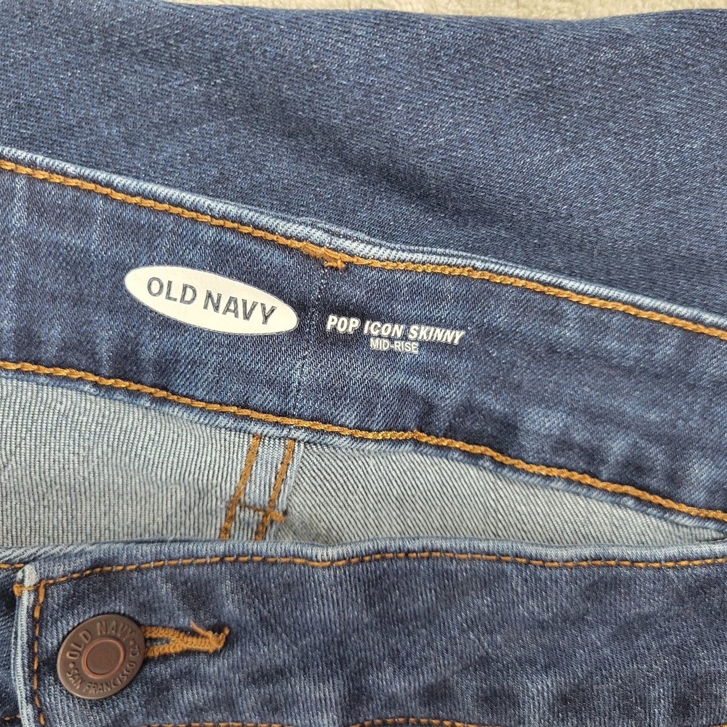 Old Navy Women Jeans 22 Plus Long Pop Icon Skinny Dark Blue Denim Mid Rise Comfy