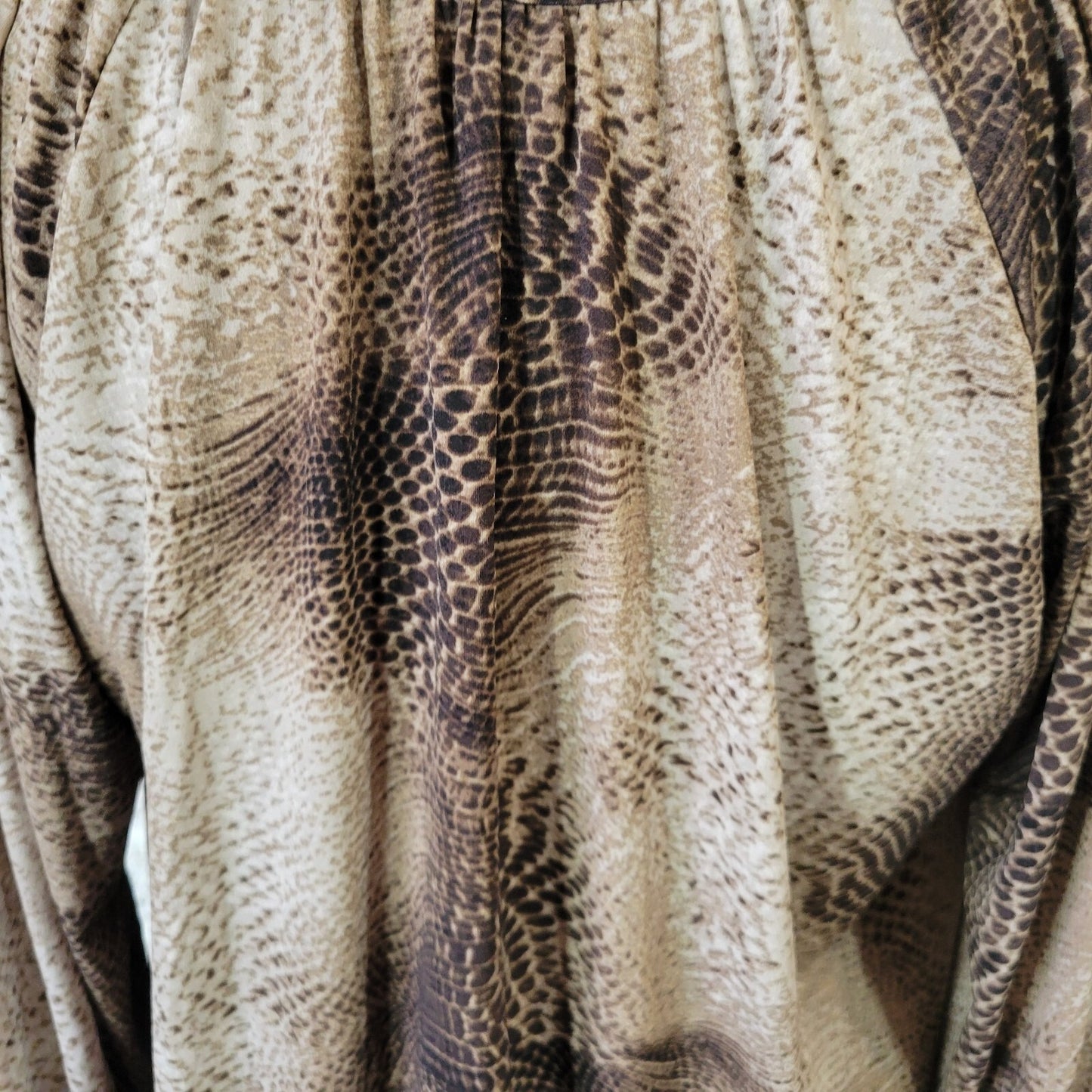 Premise Studio Womens Top 0X Plus 3/4 Sleeve Brown Tan Animal Print Poly Blend