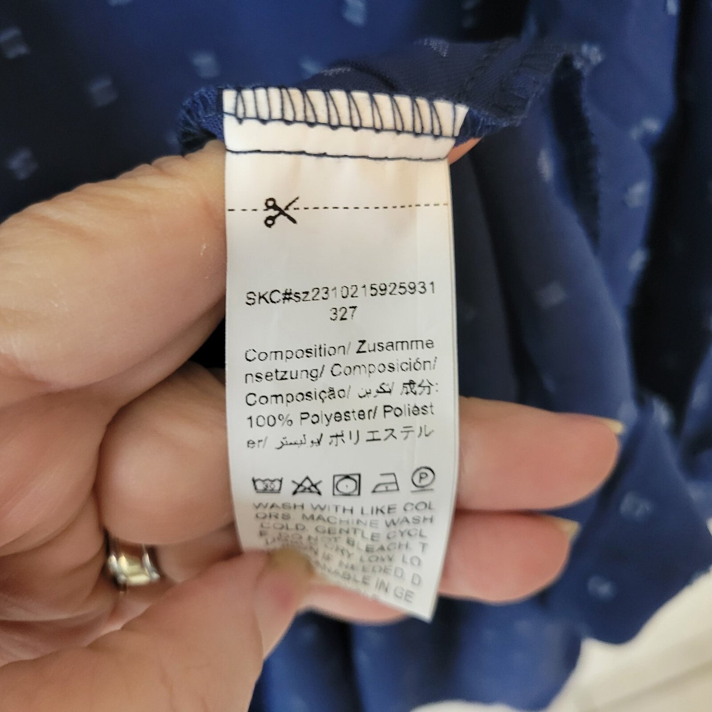 Shein Curve Womens Dress 4XL Plus Long Sleeve Blue Sheer Swiss Dot Lightweight