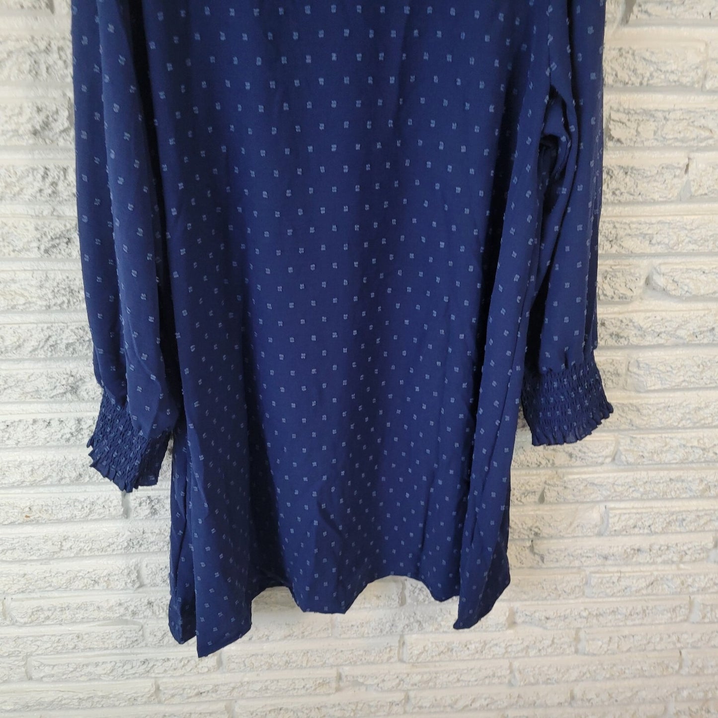 Shein Curve Womens Dress 4XL Plus Long Sleeve Blue Sheer Swiss Dot Lightweight