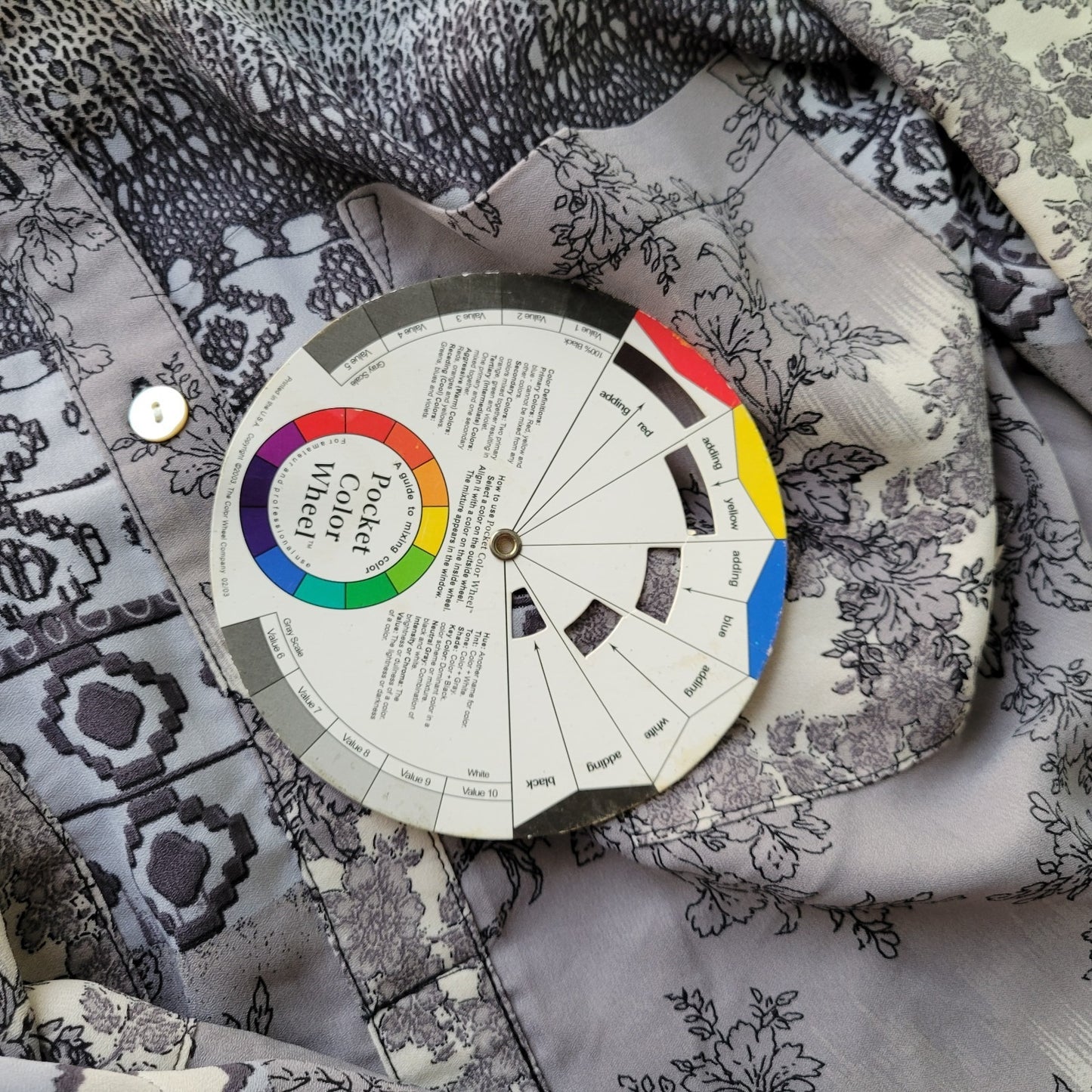 Roz Ali Women Top 3X Plus Tunic Quarter Button 3/4 Sleeve Black Lavender Floral