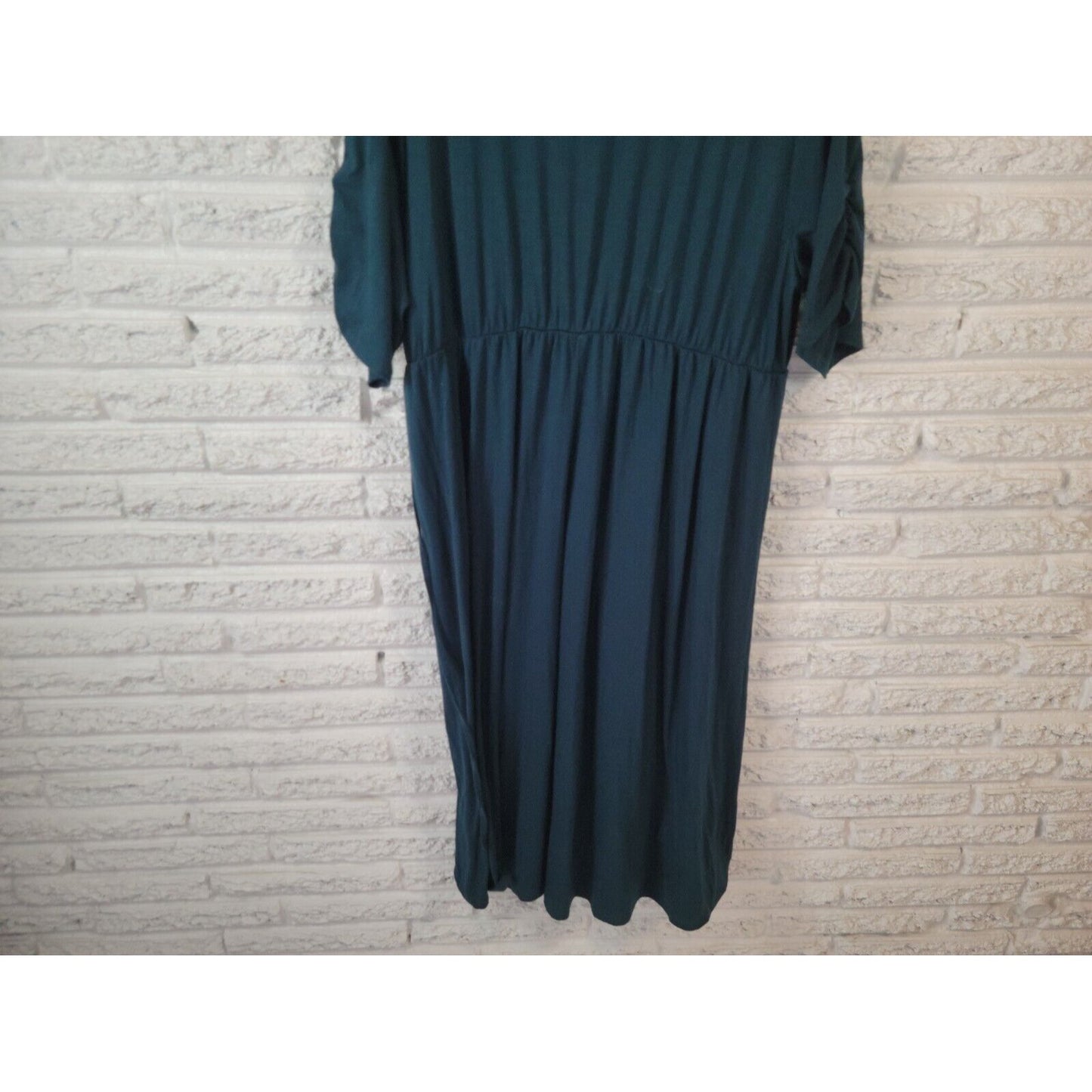 Terra Sky Womens Dress 2X Short Sleeve Sheath Faux Wrap Blue Sash Poly Blend