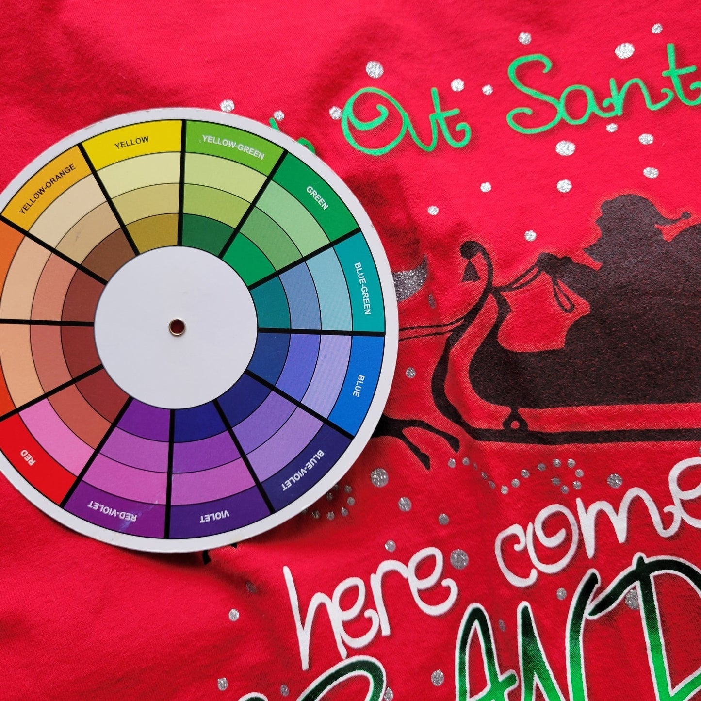 Holiday Time 3X Red Santa Grandma Graphic Tee 100% Cotton Glitter Christ NOV96XE