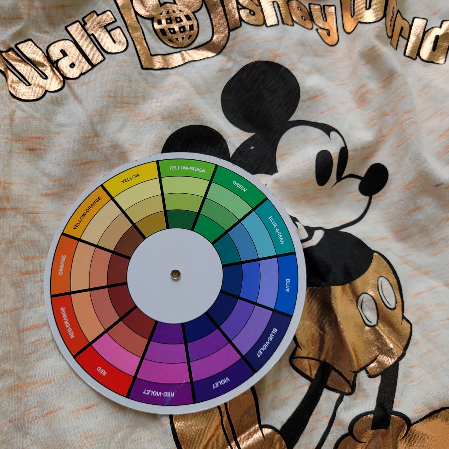 Disney Womens Mickey Mouse Tee XL Orange Heather Foil Print Sleeveless NOV140E