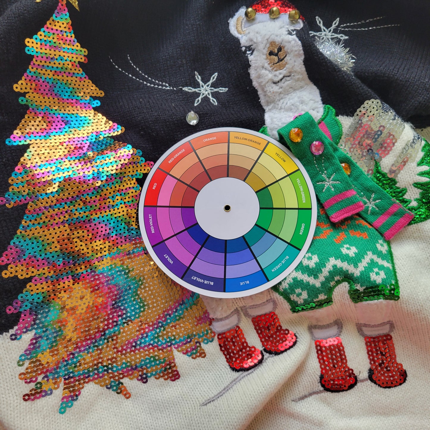 33 Degrees Women XXL Ugly Christmas Llama Sweater Black Pullover Sequin SWE12E
