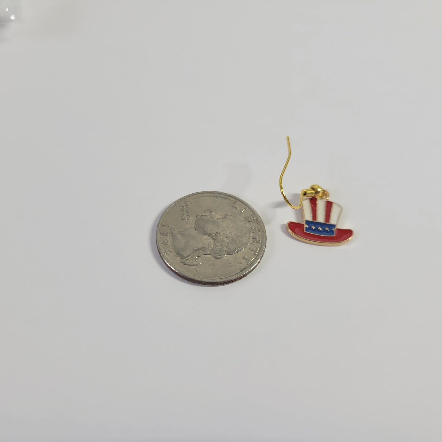 Patriotic Uncle Sam Hat Dangle Earrings Red White Blue 4th of July Jewelry E125E