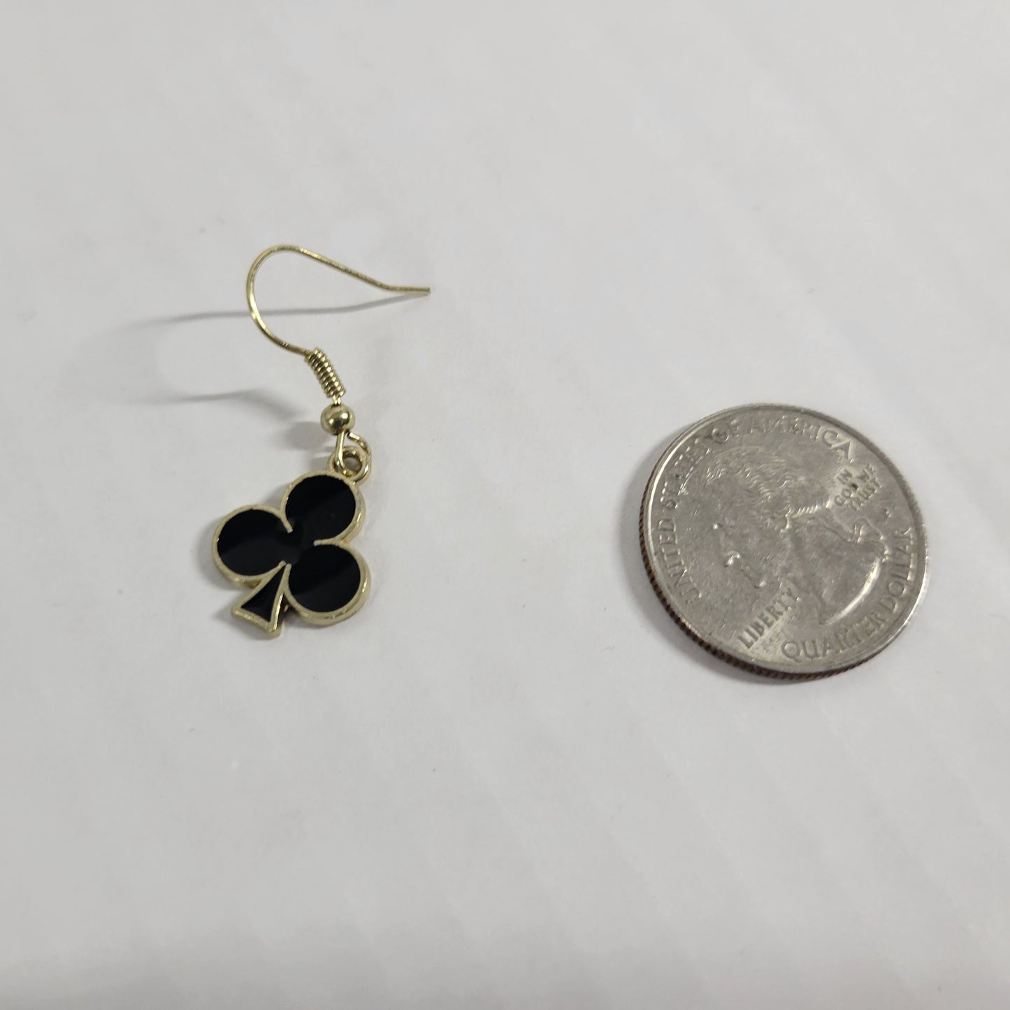 Clubs Poker Suit Casino Earrings Hanging Dangle Novelty Fish Hook