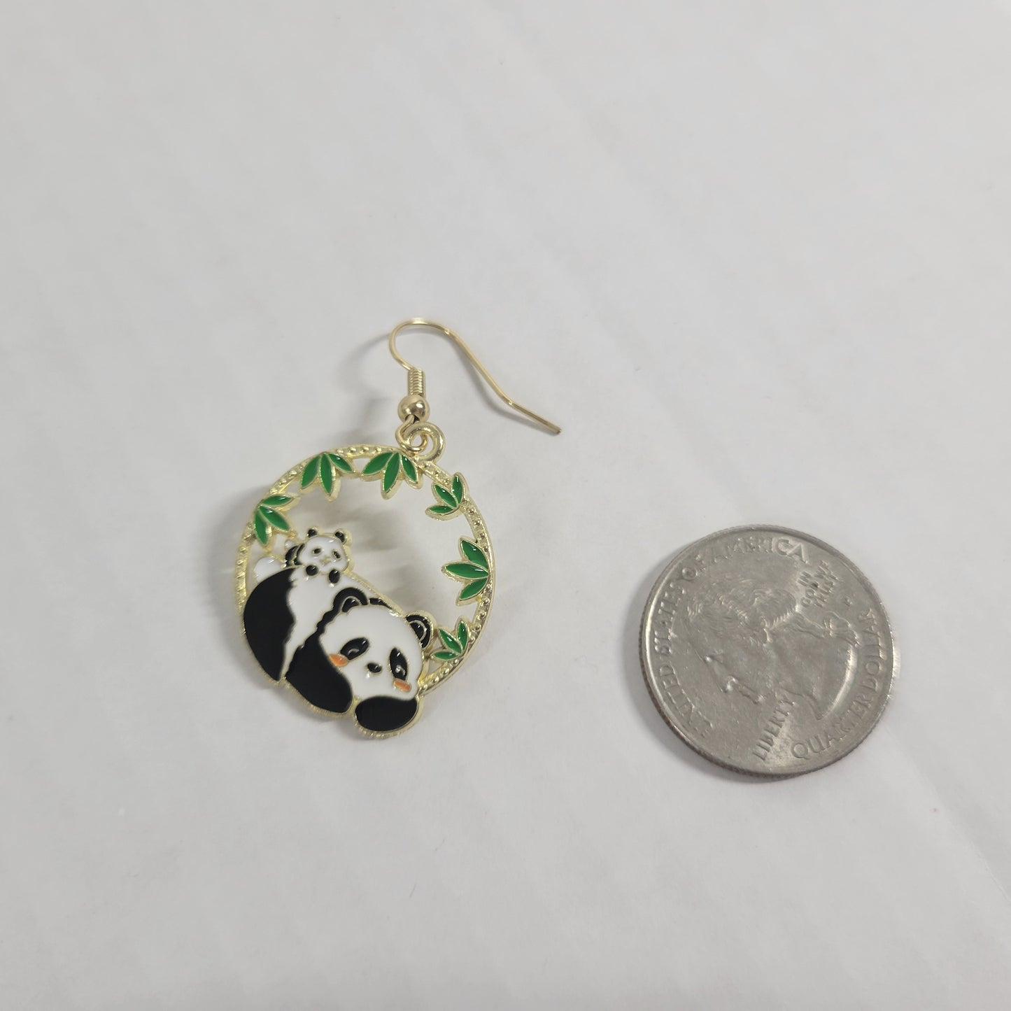 Panda Bear Mom Baby Dangle Earrings Fish Hook Fashion Novelty Jewelry New E36E