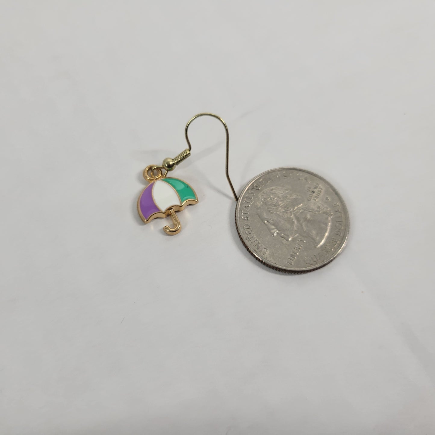 Umbrella Dangle Earrings Gold Tone Alloy Novelty Multicolored Women Jewelry E41E