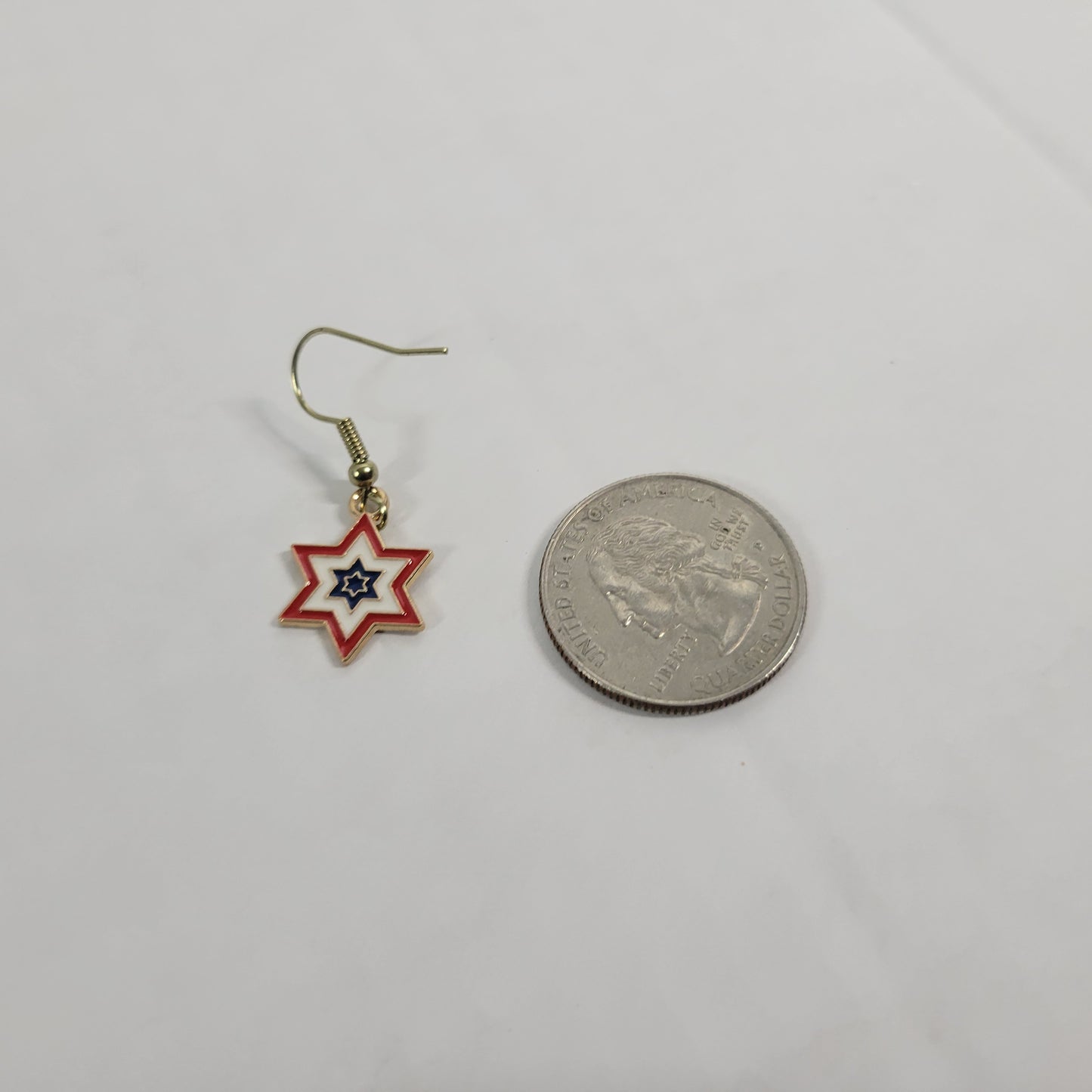 USA 6 Point Star Flag Earrings Patriotic July 4th Dangle Drop Women Jewelry E56E