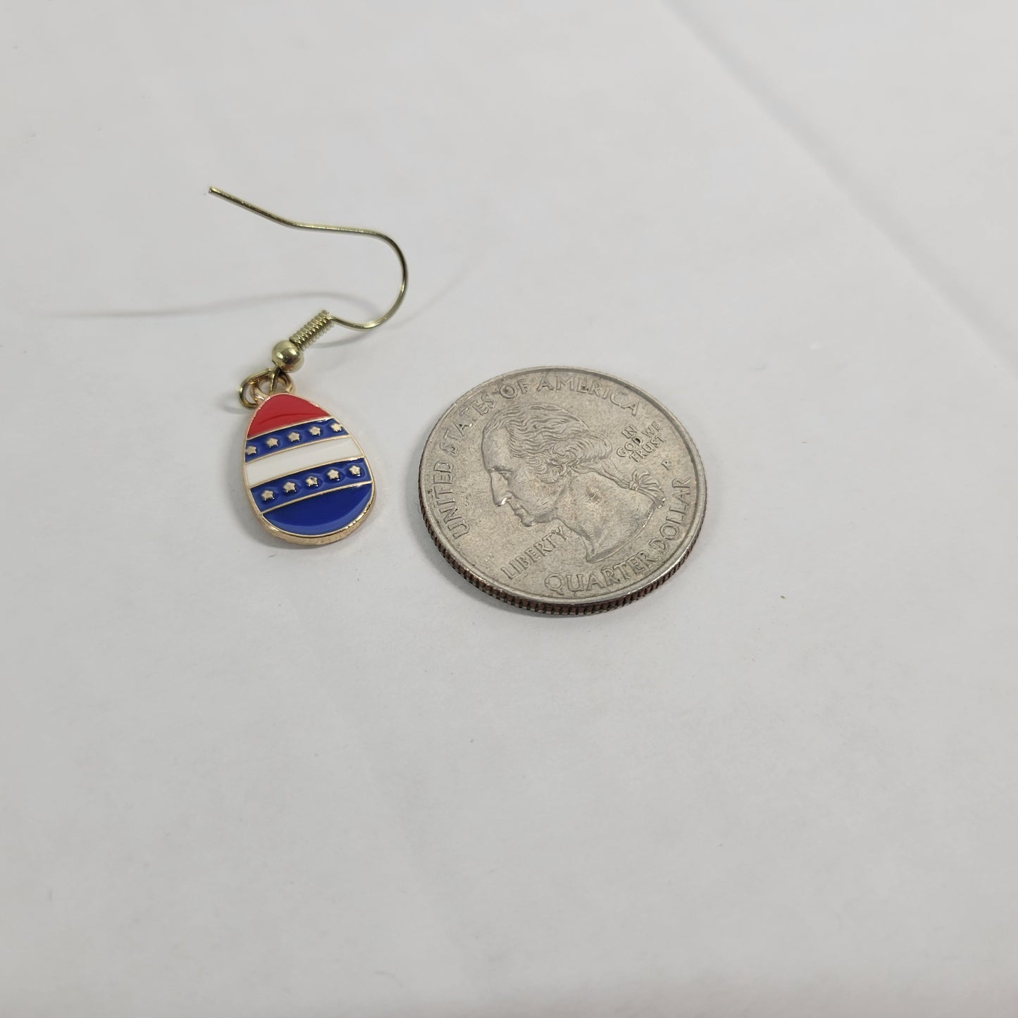 Patriotic 4th of July Dangle Earrings Women Red White Blue Easter Egg USA E64E