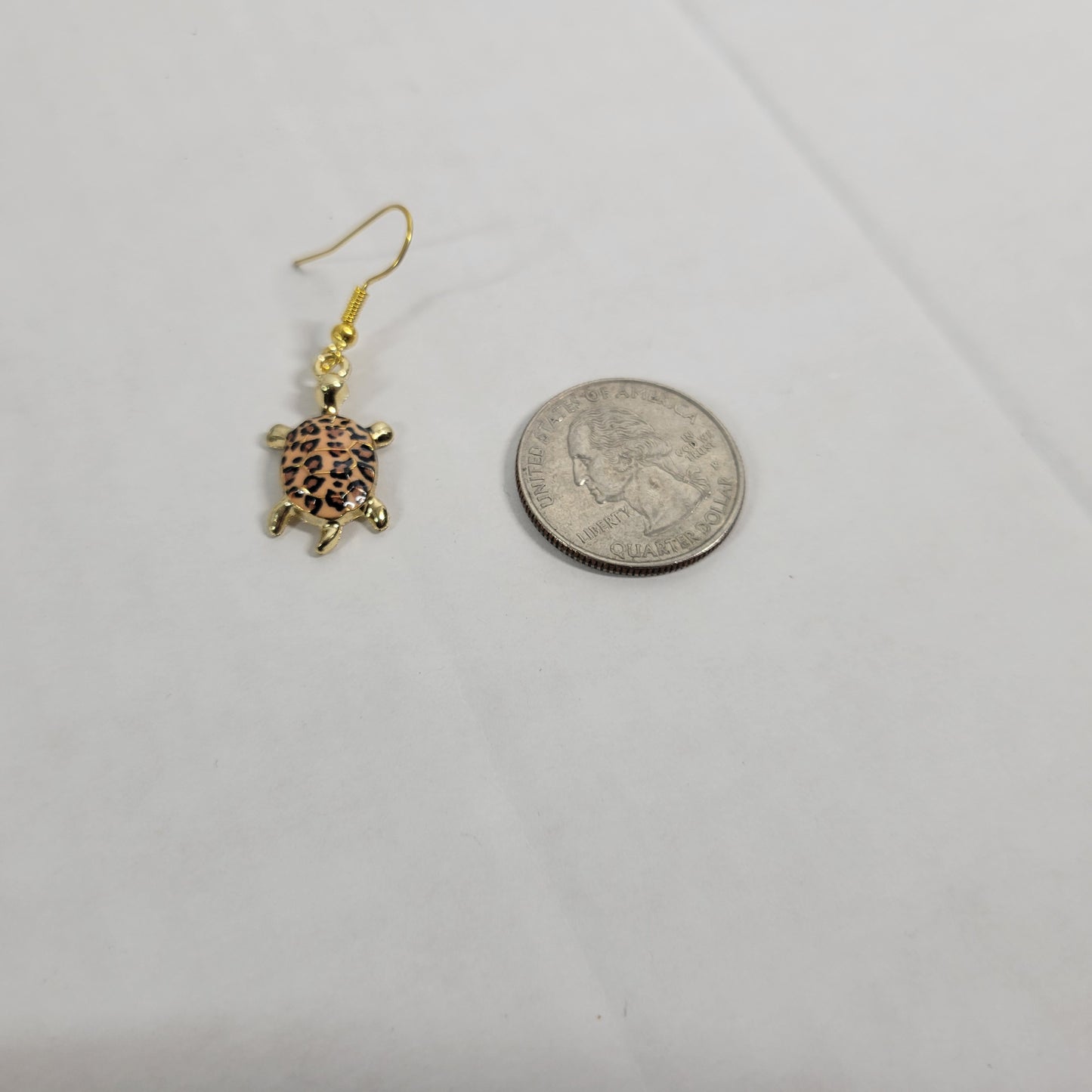 Turtle Leopard Print Dangle Drop Earrings Women Zinc Alloy Gold Tone Animal E67E
