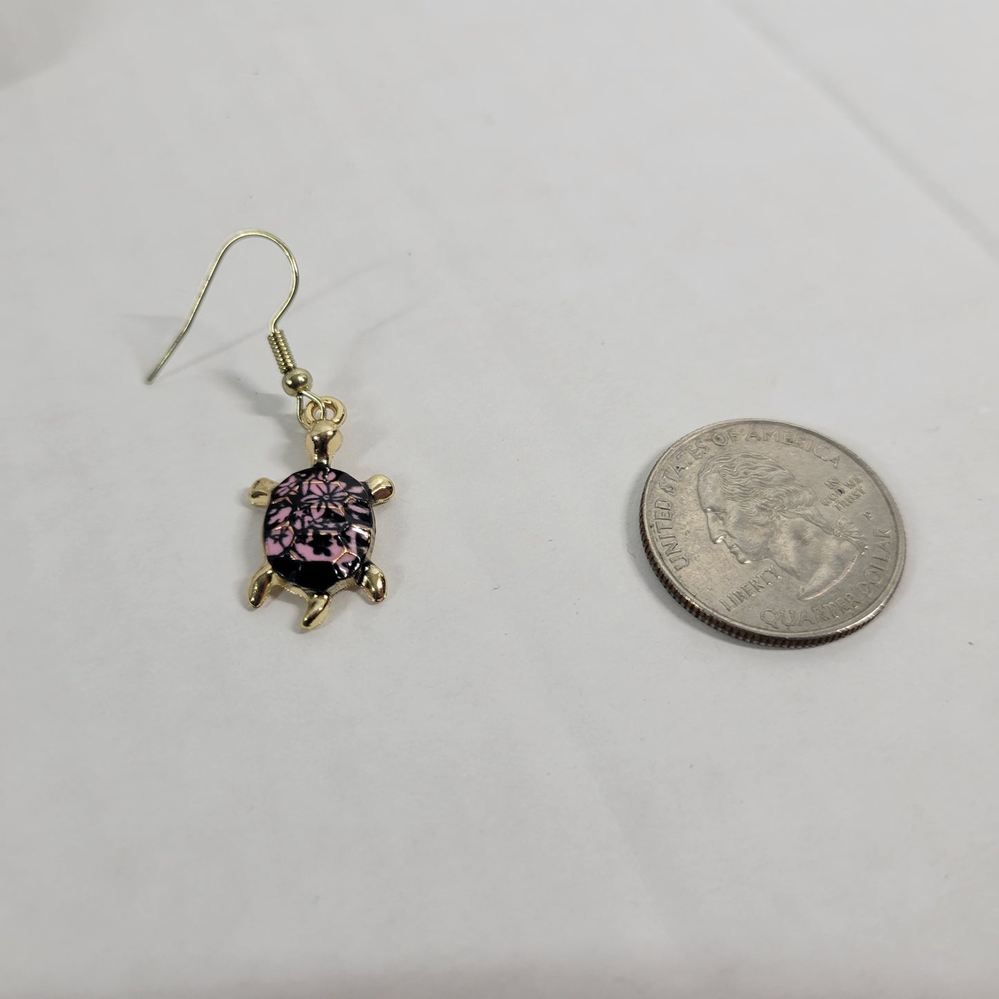 Turtle Dangle Drop Earrings Women Zinc Alloy Pink Purple Gold Tone Fashion E69E