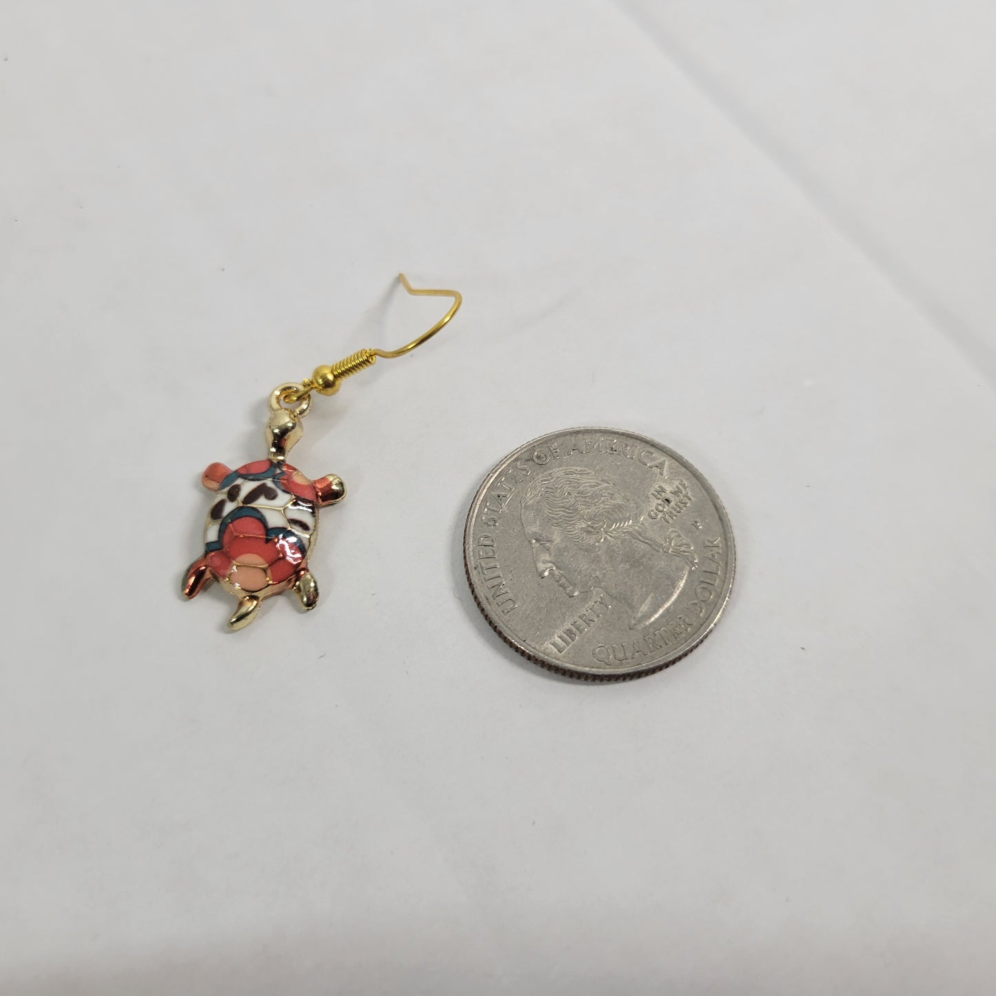 Turtle Dangle Drop Earrings Women Zinc Alloy Orange Black Gold Tone Jewelry E75E
